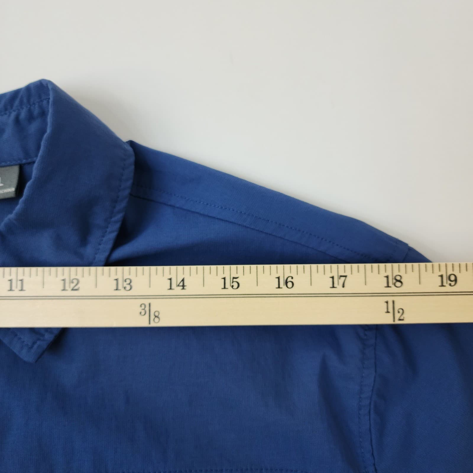 Free Country Mens Blue Short Sleeve Button Down Performance Shirt Large - Thumbnail 5