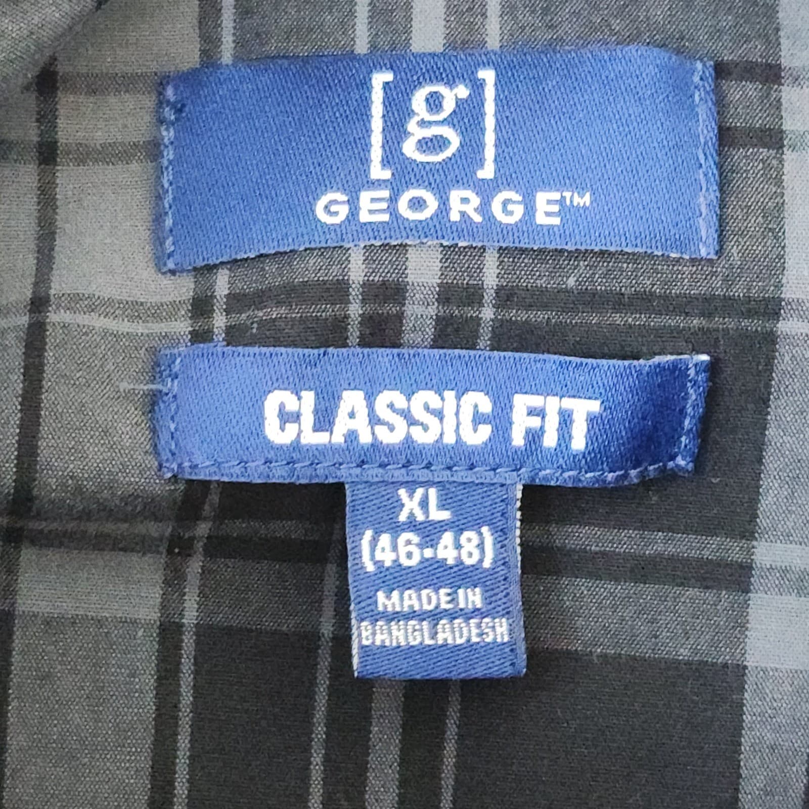 Lot of 2 George & AXIST Mens XL Short Sleeve Button Shirts Plaid Stripe Grey - Thumbnail 7