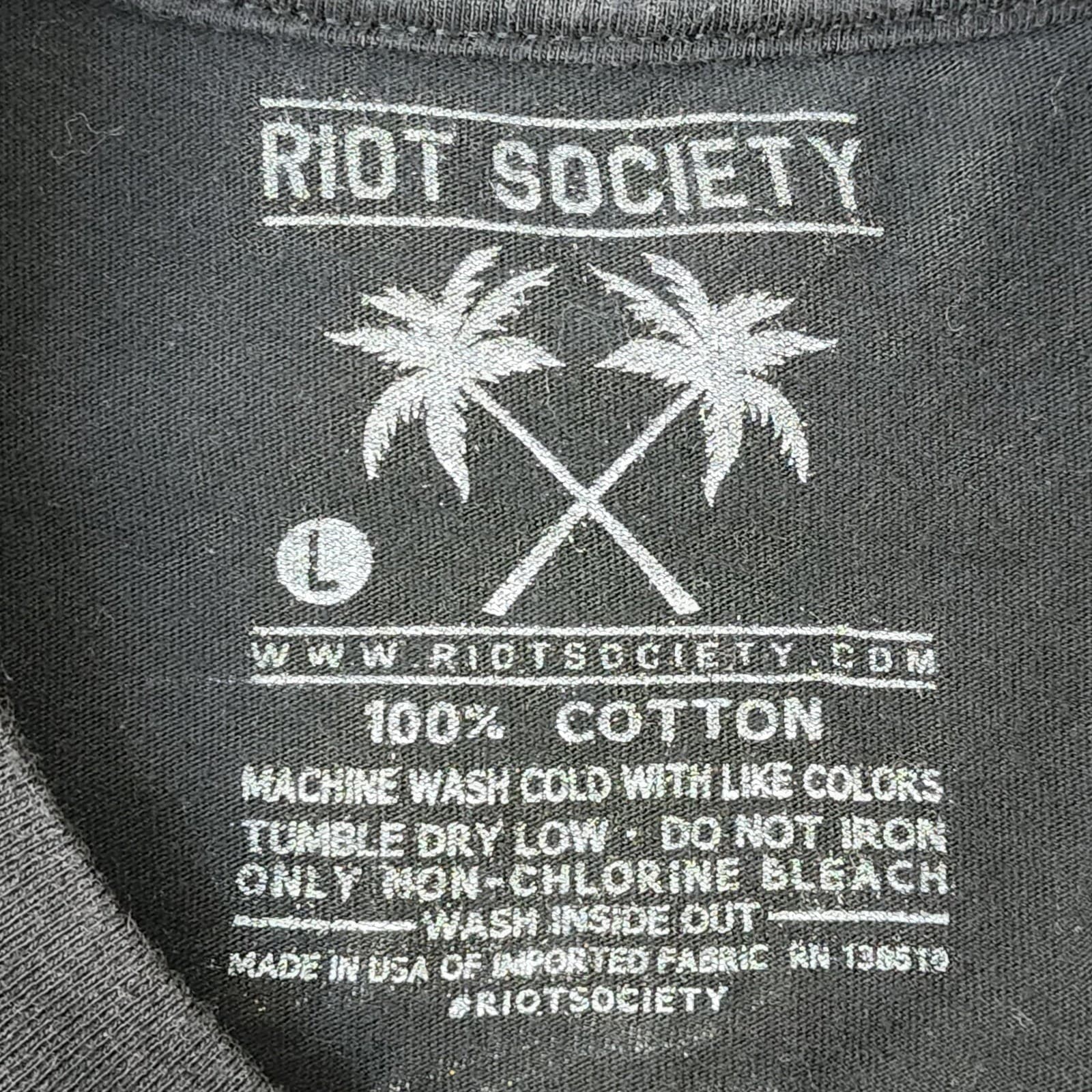Riot Society Japan Geisha Skull Graphic T-Shirt Mens Large Black Short Sleeve - Thumbnail 4