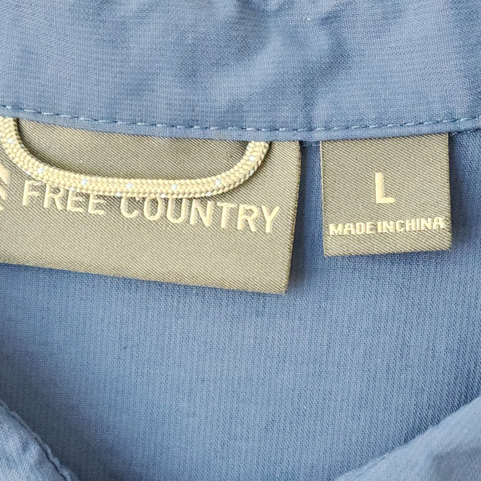 Free Country Mens Blue Short Sleeve Button Down Performance Shirt Large - Thumbnail 8
