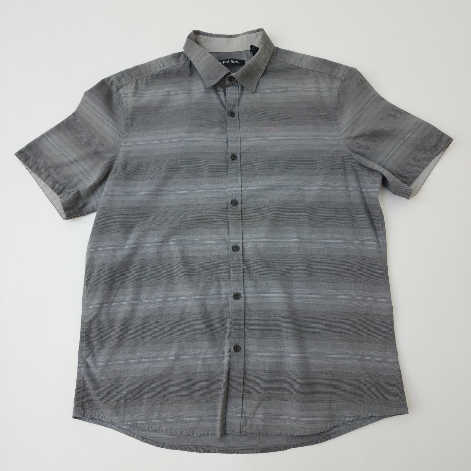 Lot of 2 George & AXIST Mens XL Short Sleeve Button Shirts Plaid Stripe Grey - Thumbnail 2
