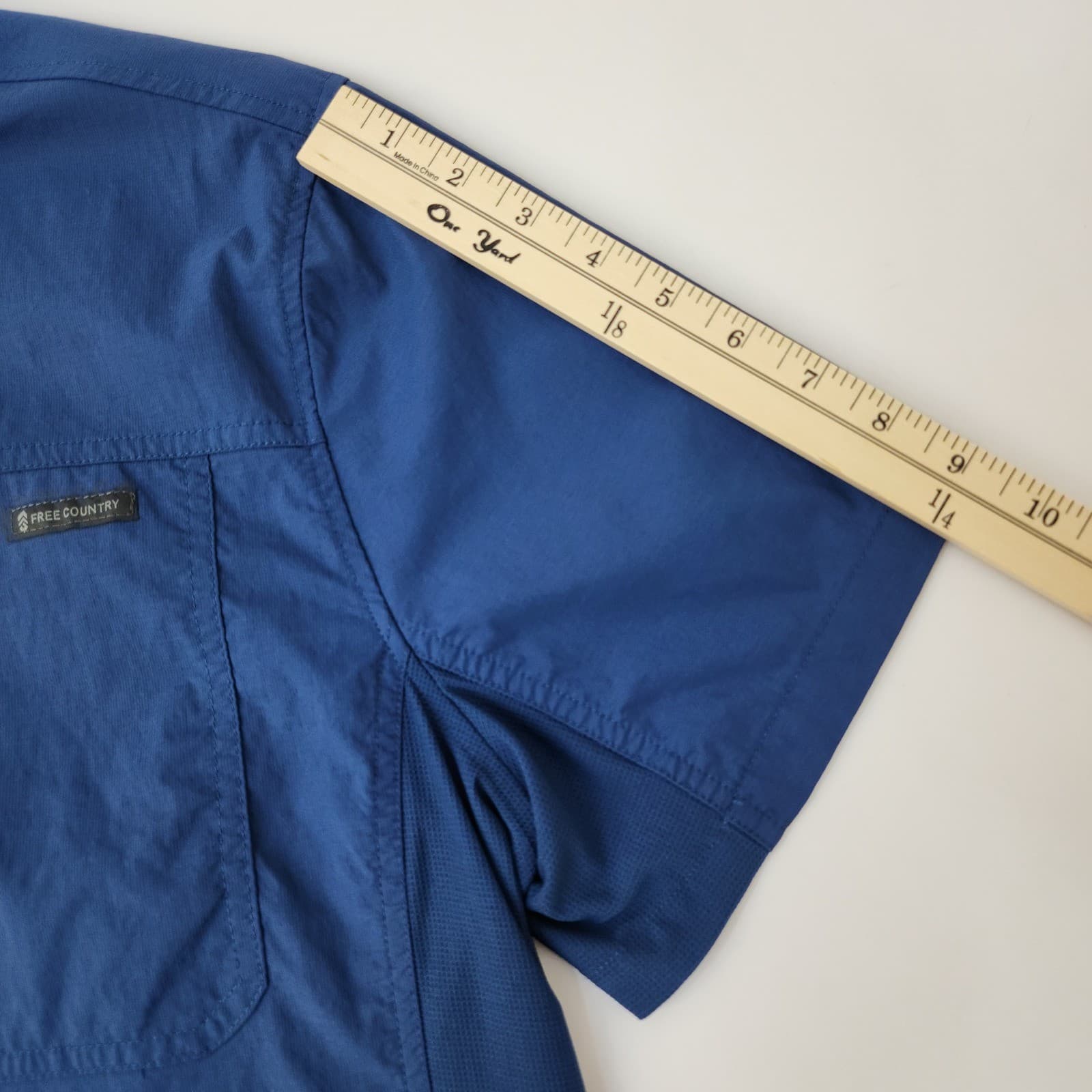 Free Country Mens Blue Short Sleeve Button Down Performance Shirt Large - Thumbnail 6