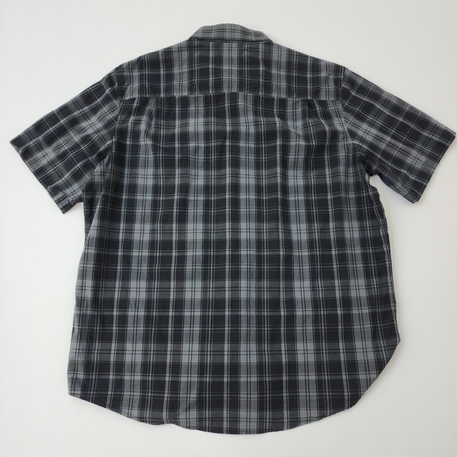 Lot of 2 George & AXIST Mens XL Short Sleeve Button Shirts Plaid Stripe Grey - Thumbnail 3