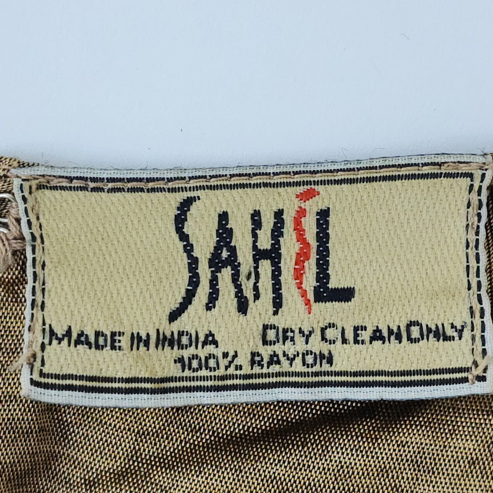 Sahil Bronze Gold Rayon Embroidered Mirror Shisha Lace Up Back Blouse Top India - Thumbnail 3