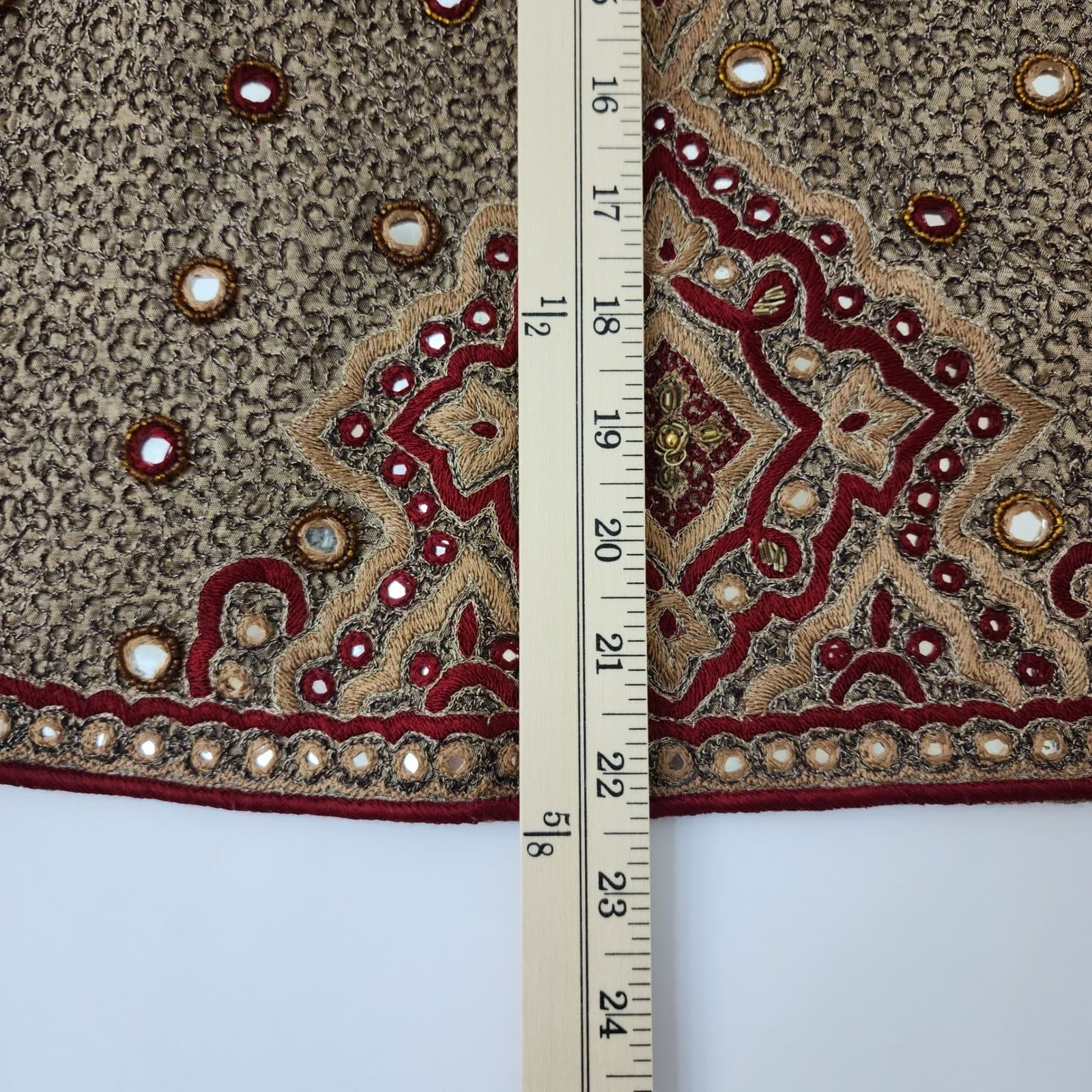 Sahil Bronze Gold Rayon Embroidered Mirror Shisha Lace Up Back Blouse Top India - Thumbnail 5