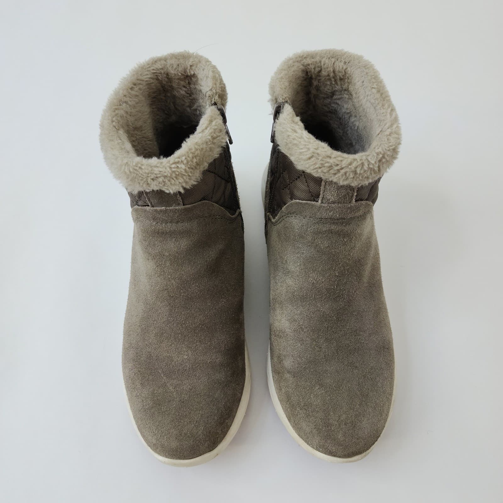 Baretraps Leni Womens 7.5 M Taupe Suede Faux Fur Trim Ankle Boots BTF17-10664 - Thumbnail 2
