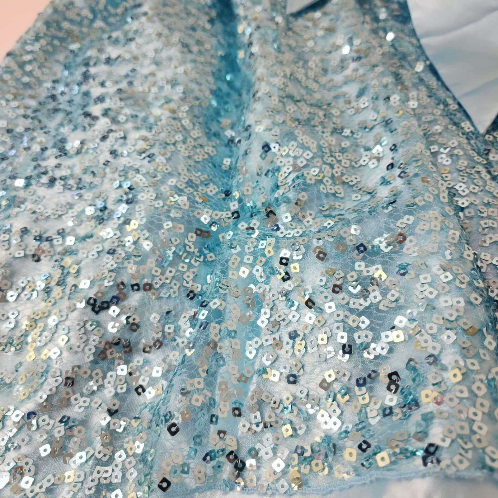 American Princess Girls Blue Sequin Formal Party Dress Size 12 Rosette Bow - Thumbnail 9