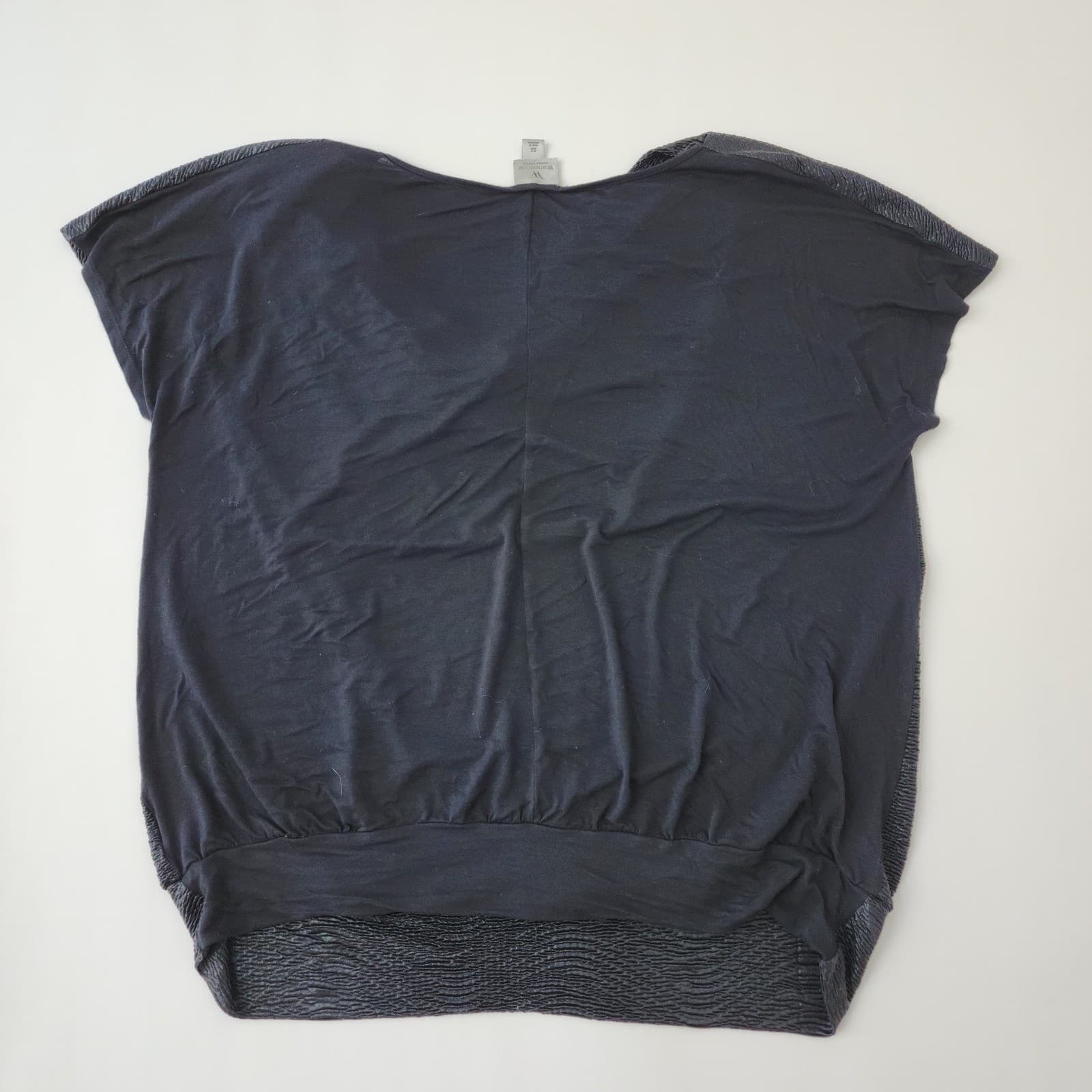 Worthington Woman Stretch 2X Navy Cowl Neck Metallic Textured Blouse TS 138 - Thumbnail 2