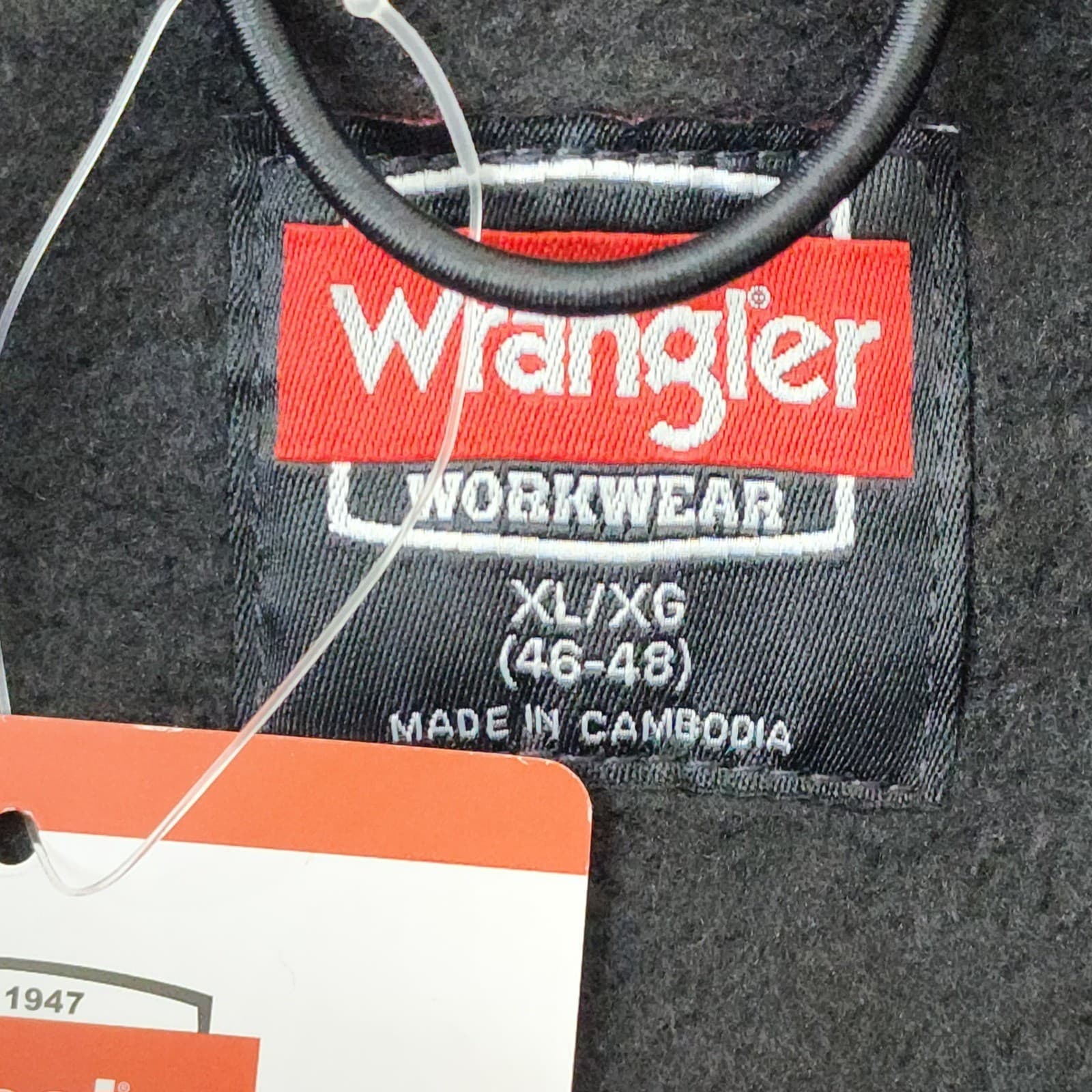 Wrangler Workwear Mens XL Sweater Fleece Mock Neck Hoodie Caviar Black WW65735 - Thumbnail 4