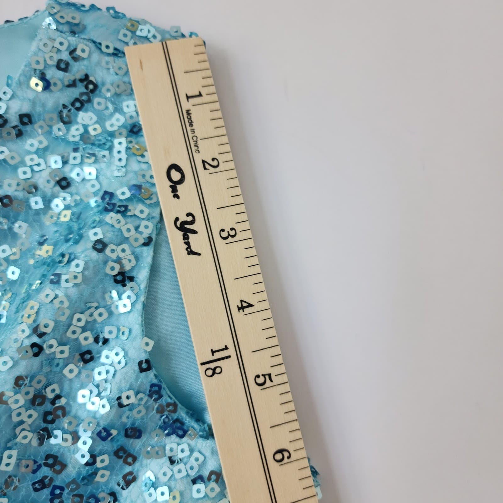 American Princess Girls Blue Sequin Formal Party Dress Size 12 Rosette Bow - Thumbnail 8
