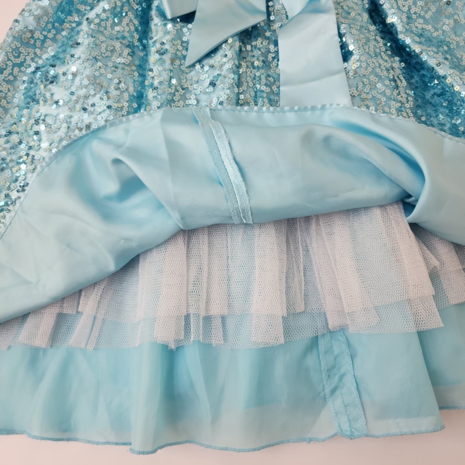 American Princess Girls Blue Sequin Formal Party Dress Size 12 Rosette Bow - Thumbnail 10