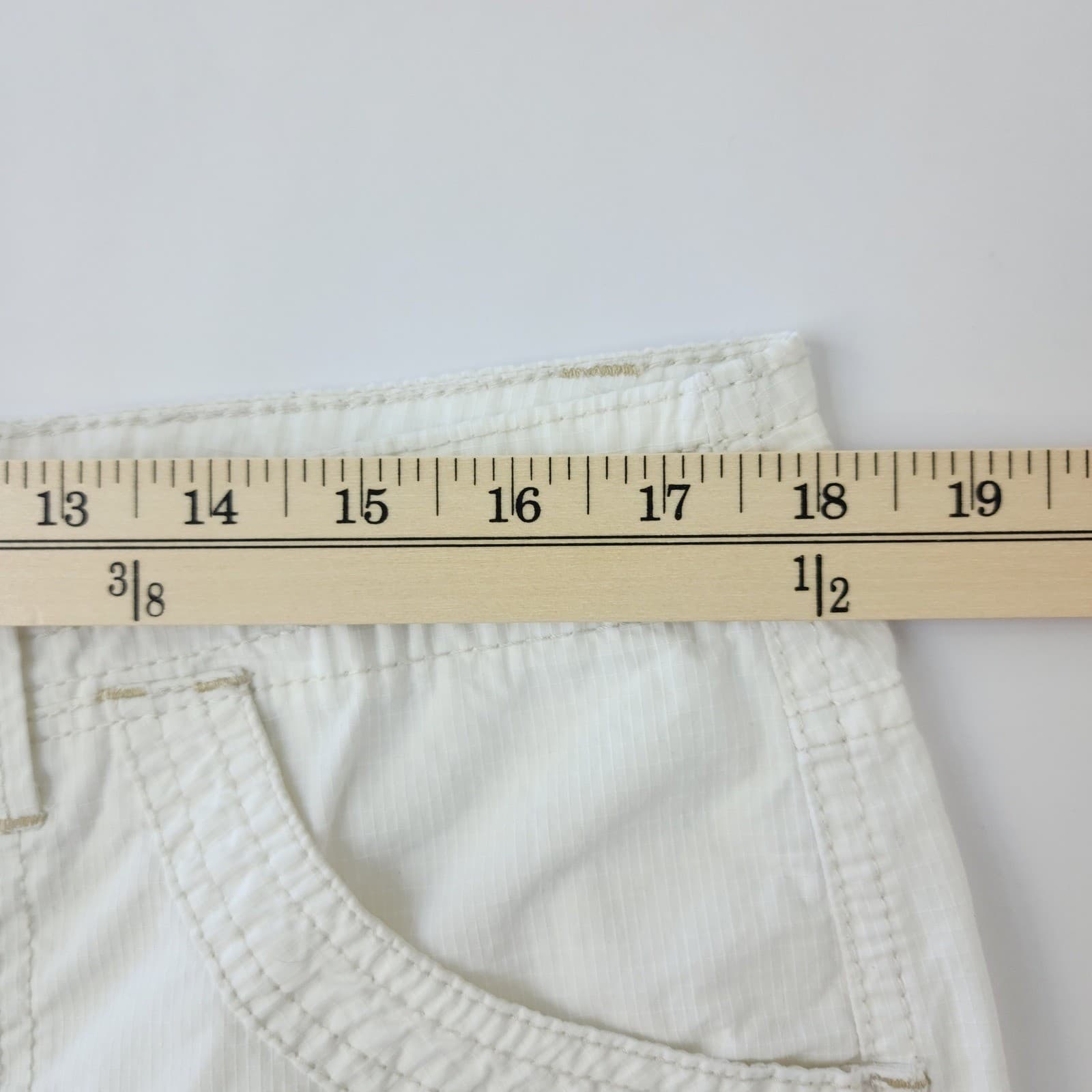 French Cuff White Ripstop Cotton Capri Pants Womens 14P Petite Roll Tab Crop - Thumbnail 7