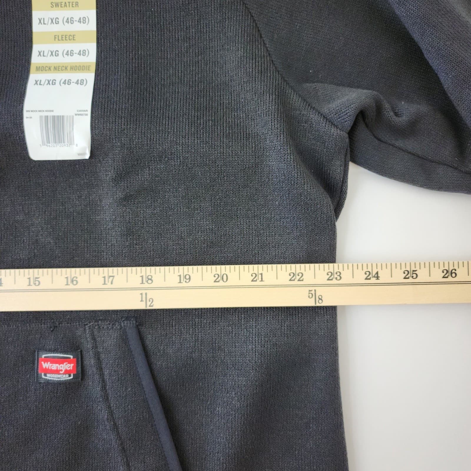 Wrangler Workwear Mens XL Sweater Fleece Mock Neck Hoodie Caviar Black Relaxed - Thumbnail 8