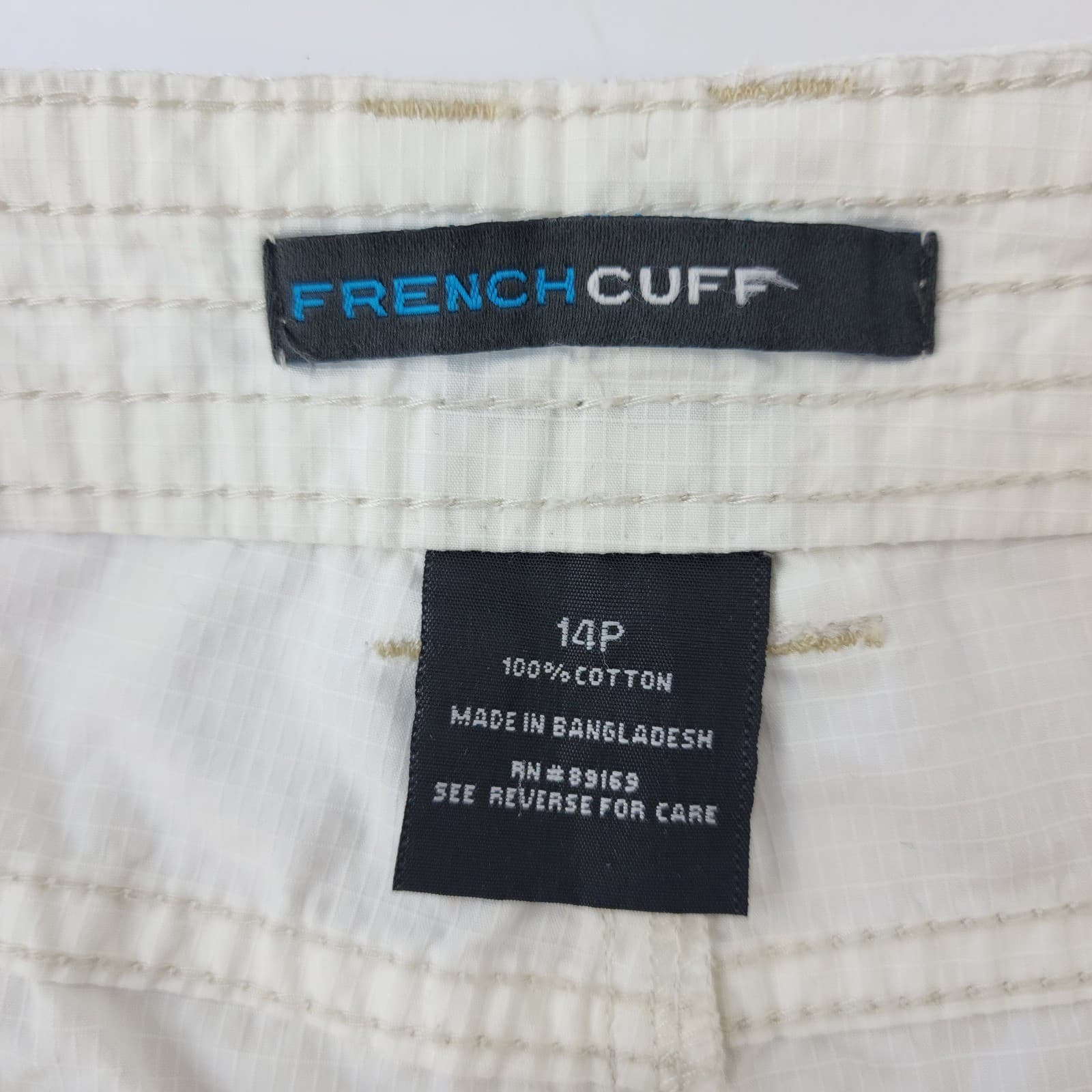 French Cuff White Ripstop Cotton Capri Pants Womens 14P Petite Roll Tab Crop - Thumbnail 4