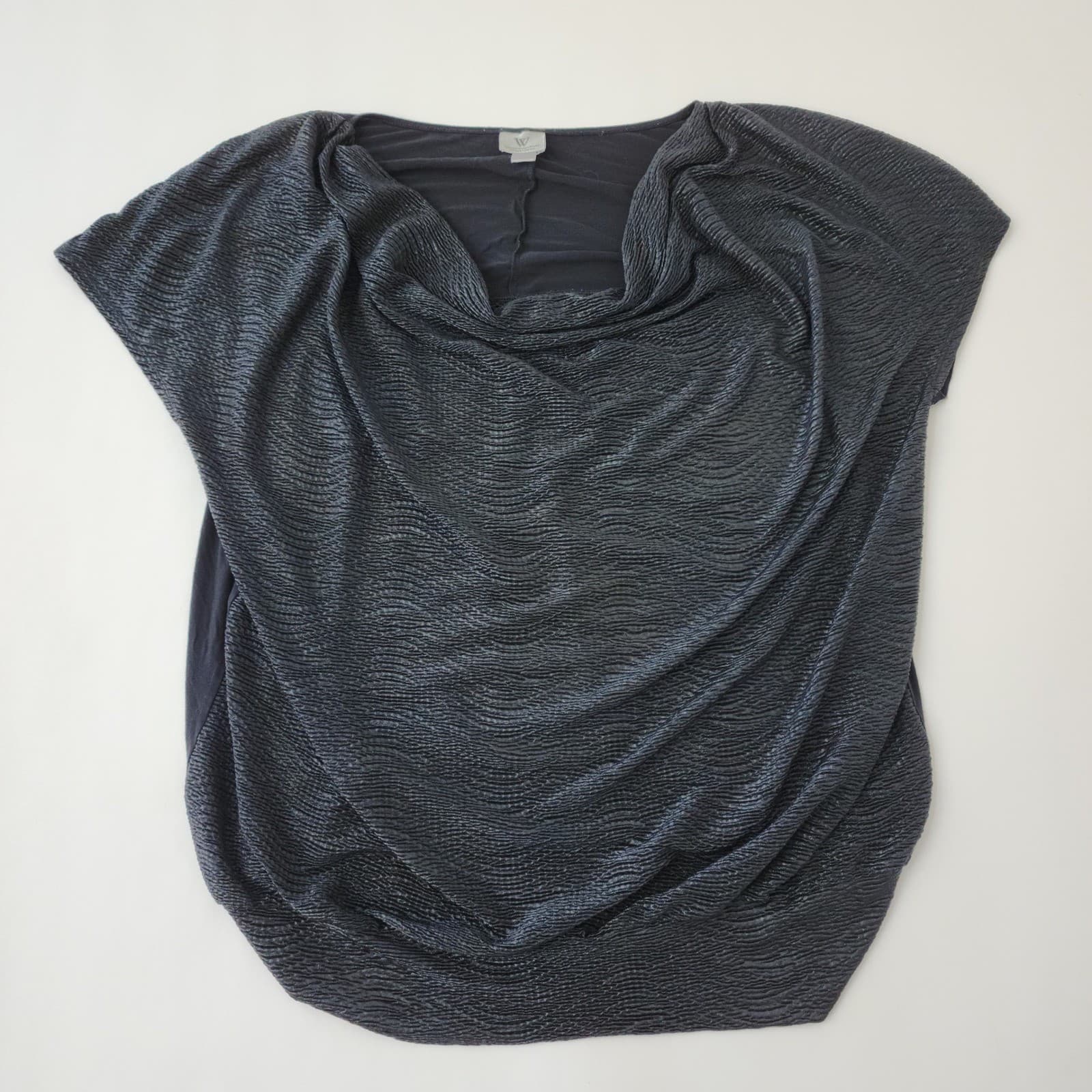 Worthington Woman Stretch 2X Navy Cowl Neck Metallic Textured Blouse TS 138