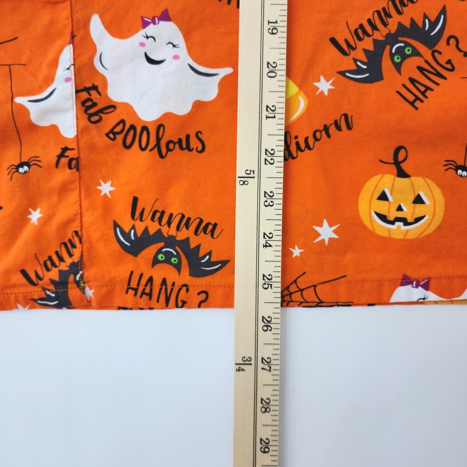 Halloween Scrub Top Orange Ghost Cat Pumpkin V-Neck Medical Uniform XL - Thumbnail 2
