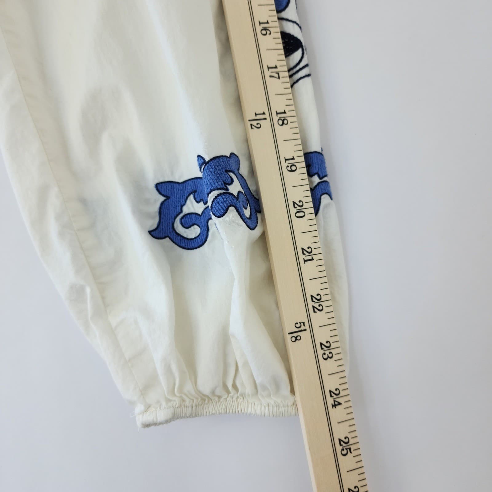 St John's Bay Womens XL Off White Blue Embroidered Peasant Blouse Square Neck - Thumbnail 9