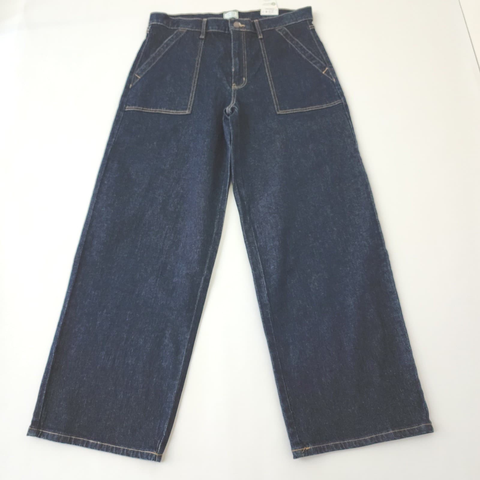 Time and Tru Womens Relaxed Fit Utility Trouser Jeans Rinse Wash Blue Size 14