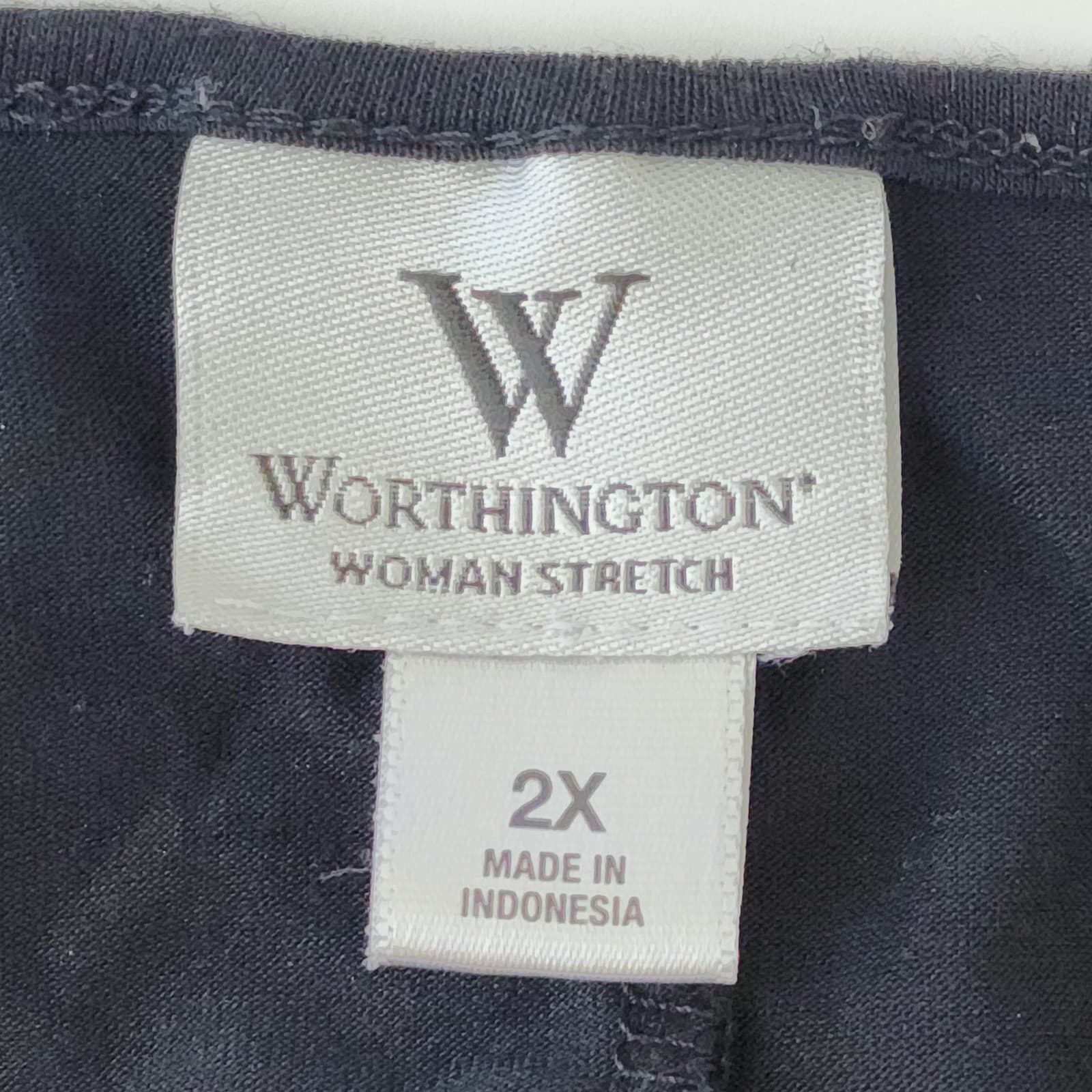 Worthington Woman Stretch 2X Navy Cowl Neck Metallic Textured Blouse TS 138 - Thumbnail 3