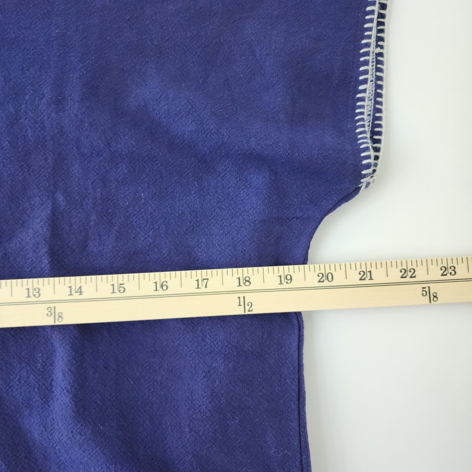 Artisan Hand Embroidered Indigo Blue Cotton Boho V-Neck Blouse Top TS 127 - Thumbnail 3