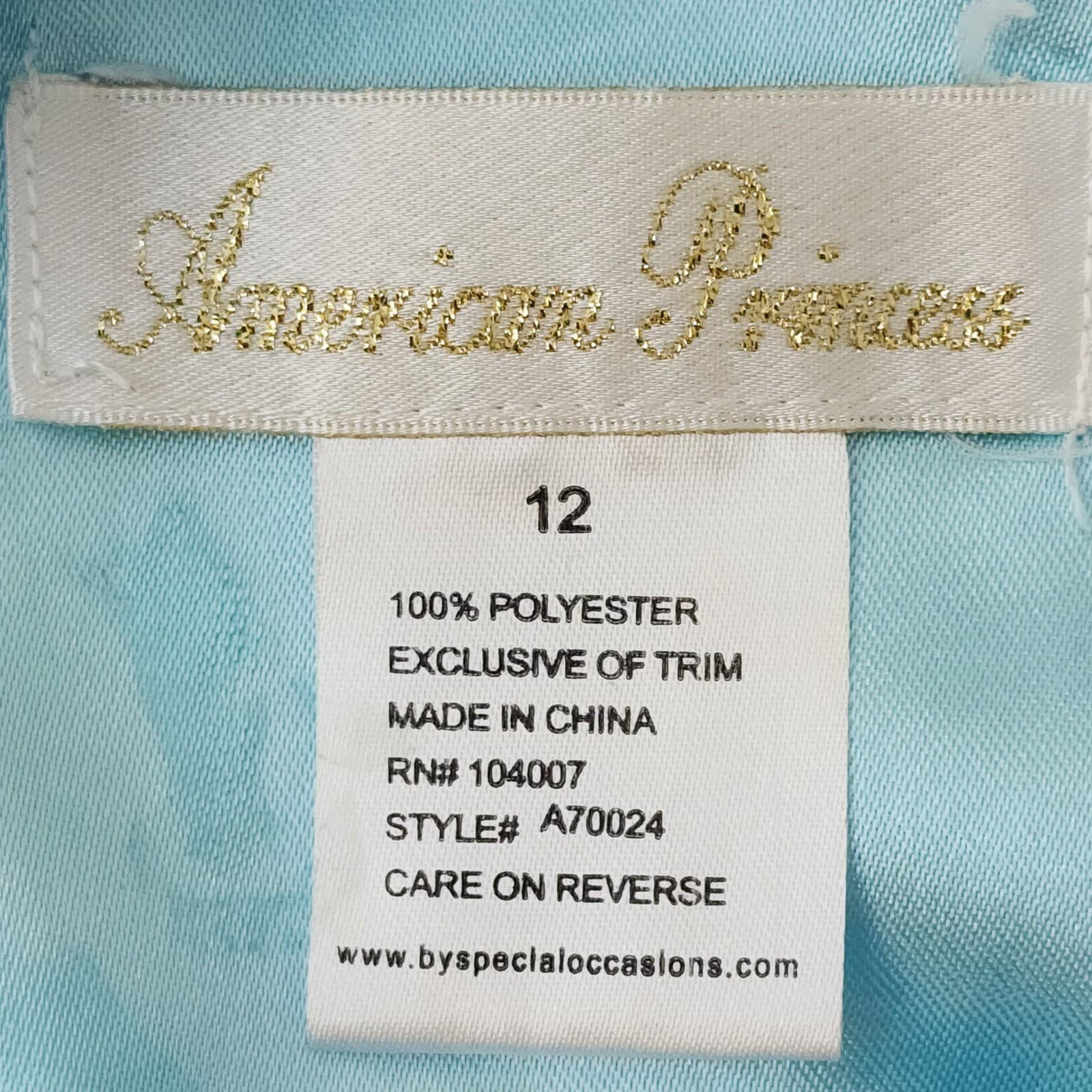 American Princess Girls Blue Sequin Formal Party Dress Size 12 Rosette Bow - Thumbnail 4