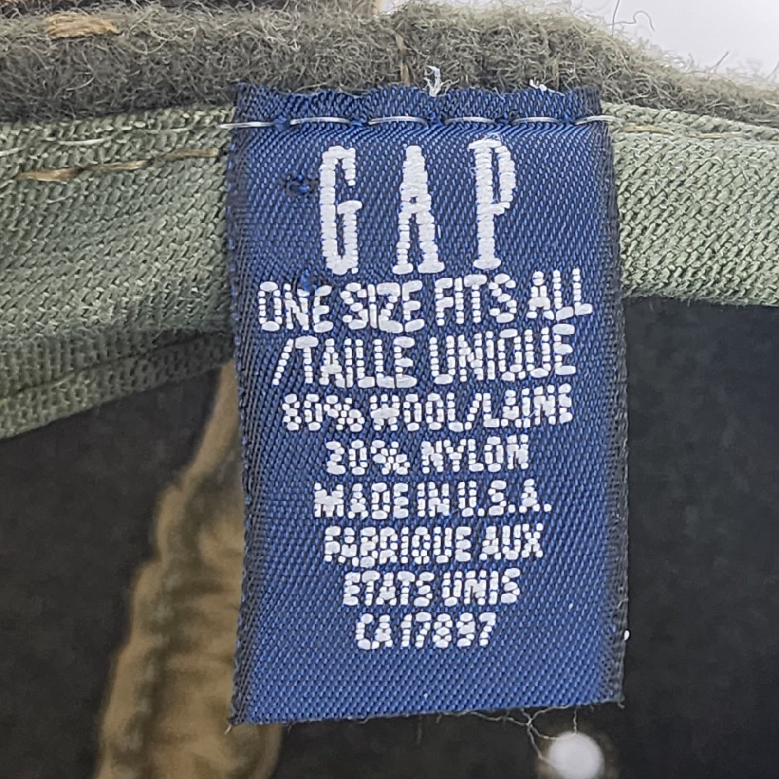 Vintage GAP Wool Blend Baseball Cap Hat Olive Green 90s USA Adjustable Strap - Thumbnail 4