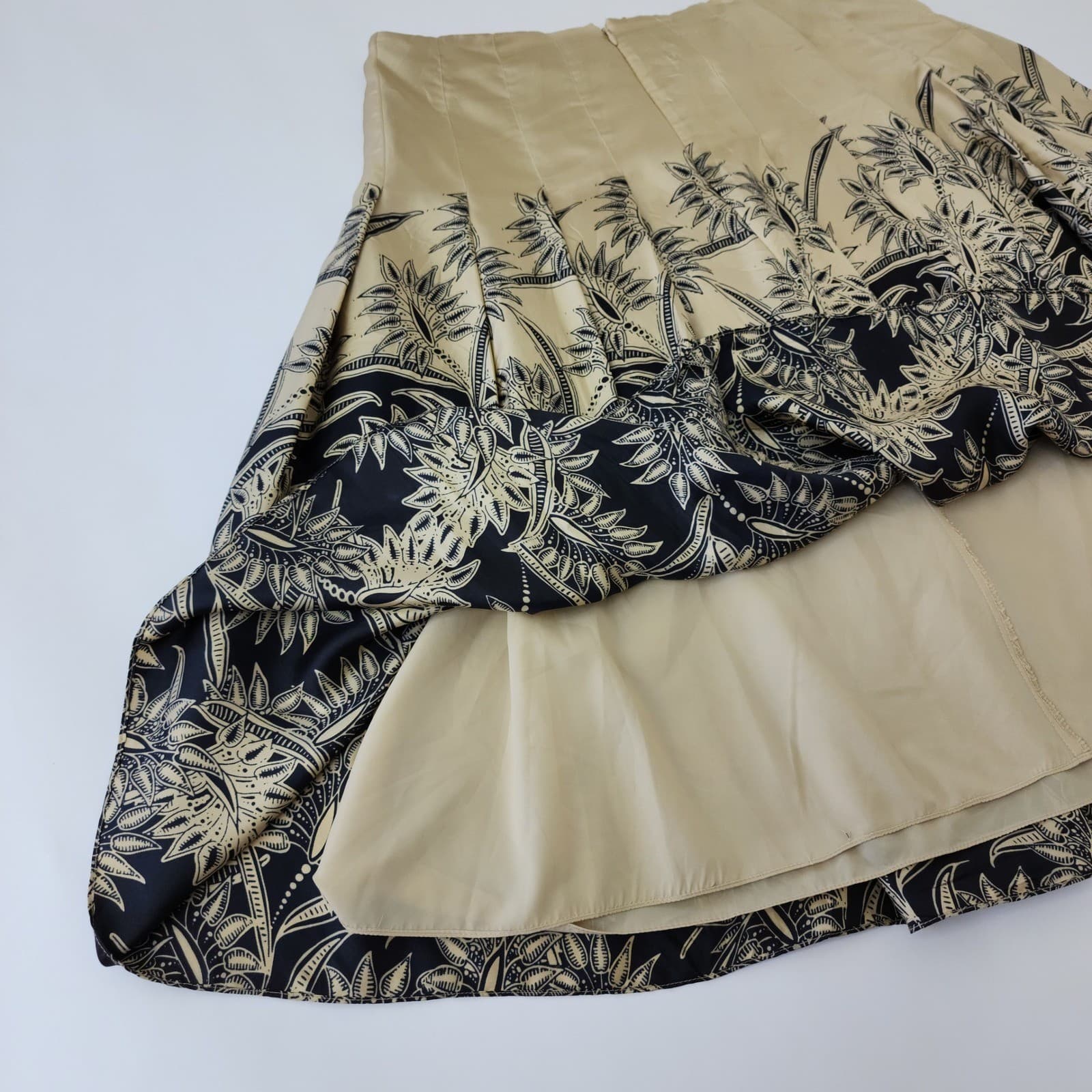 Jones New York Collection Gold Black Botanical Pleated A-Line Skirt Size 14 - Thumbnail 4