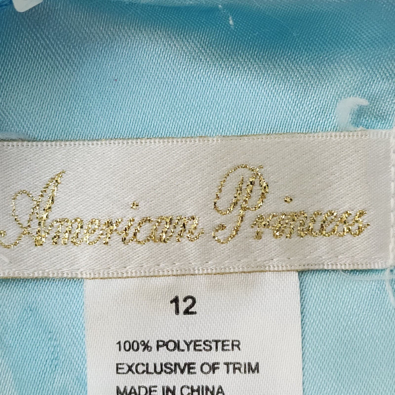 American Princess Girls Blue Sequin Formal Party Dress Size 12 Rosette Bow - Thumbnail 3
