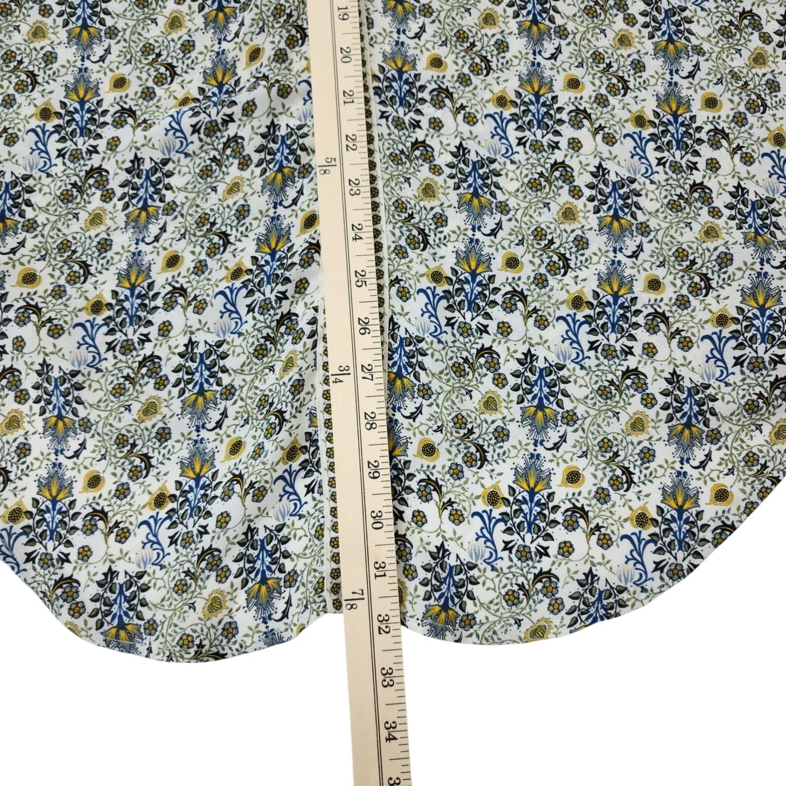 Max Studio Floral V-Neck Blouse XL Blue Green White Smocked Cuff Long Sleeve Top - Thumbnail 4