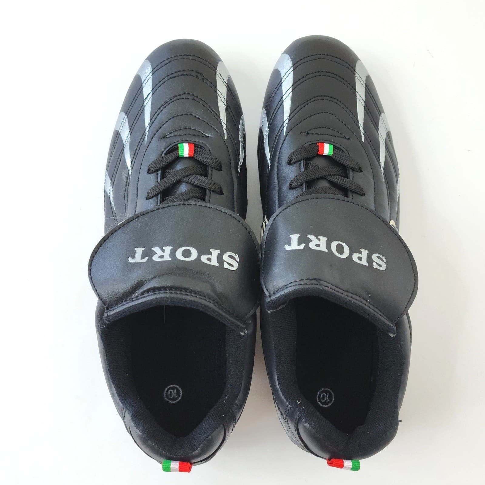 Sport Men's Soccer Cleats Black Silver Italian Flag Firm Ground Shoes Size 10 - Thumbnail 7