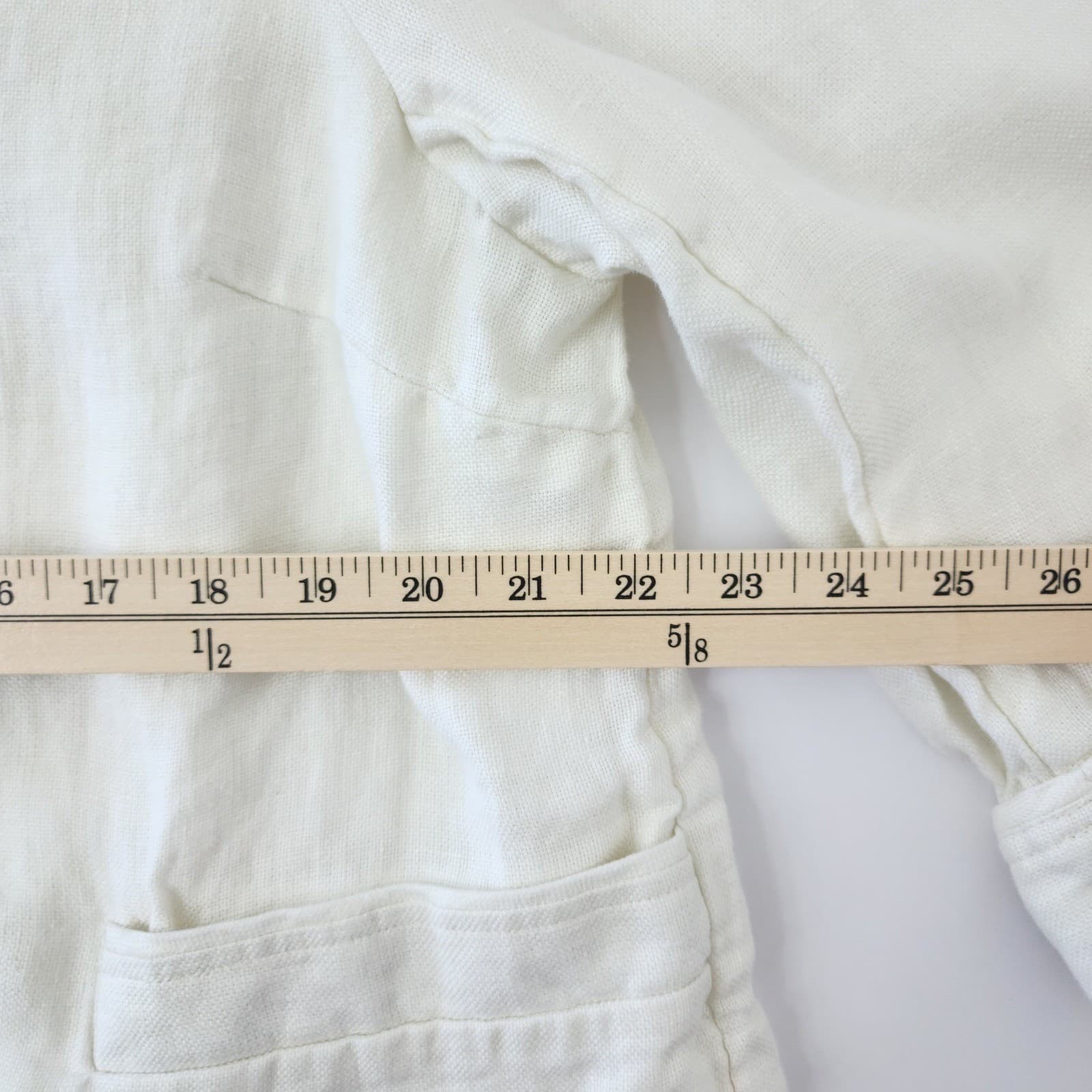 Coldwater Creek Ivory 100% Linen Blend Mock Neck Button Front Jacket W XL 18 - Thumbnail 5