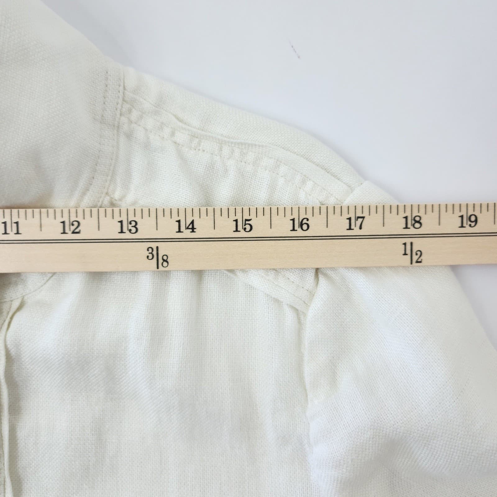 Coldwater Creek Ivory 100% Linen Blend Mock Neck Button Front Jacket W XL 18 - Thumbnail 4