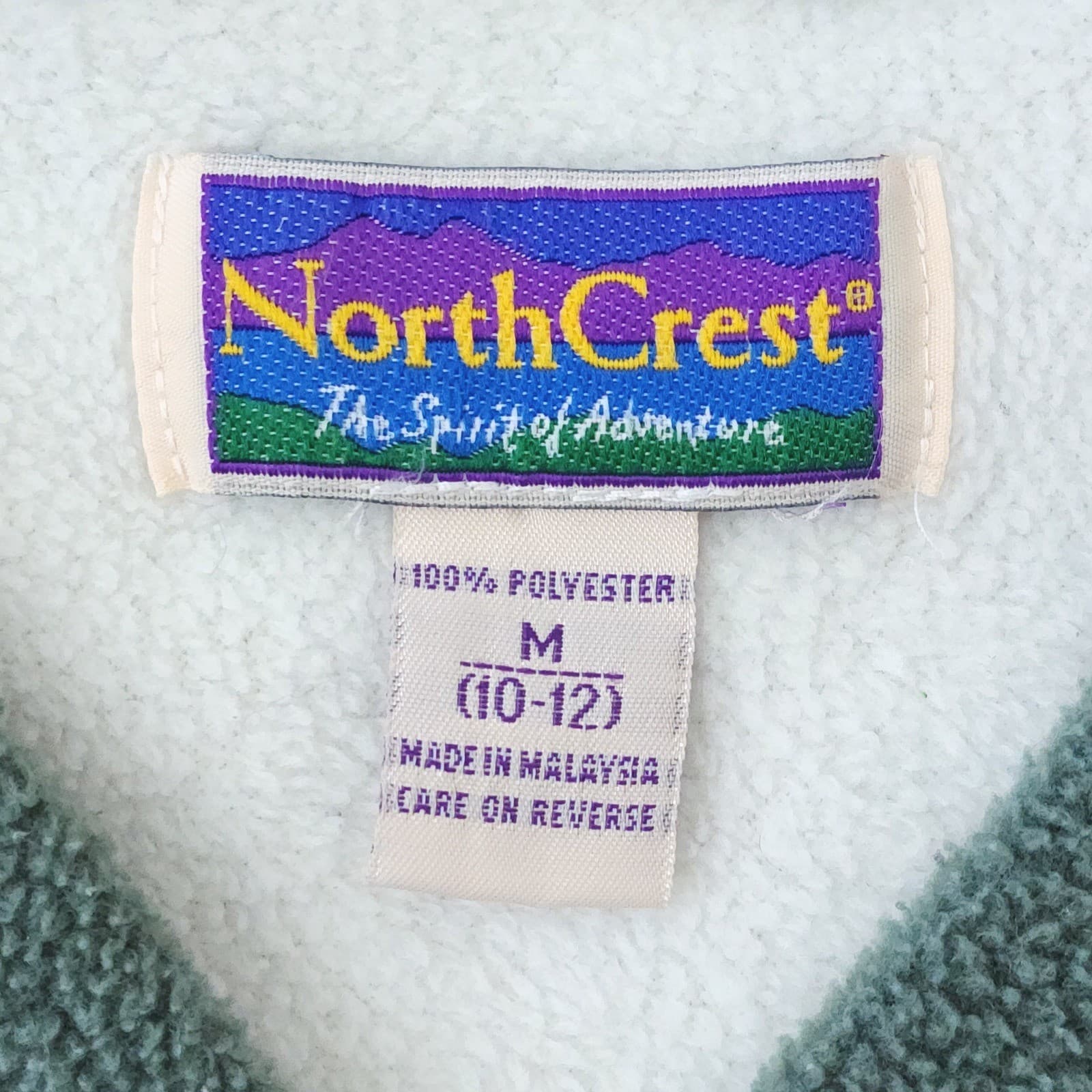 VTG North Crest Spirit of Adventure Green Fleece V-Neck Pullover Sweater Men's M - Thumbnail 3