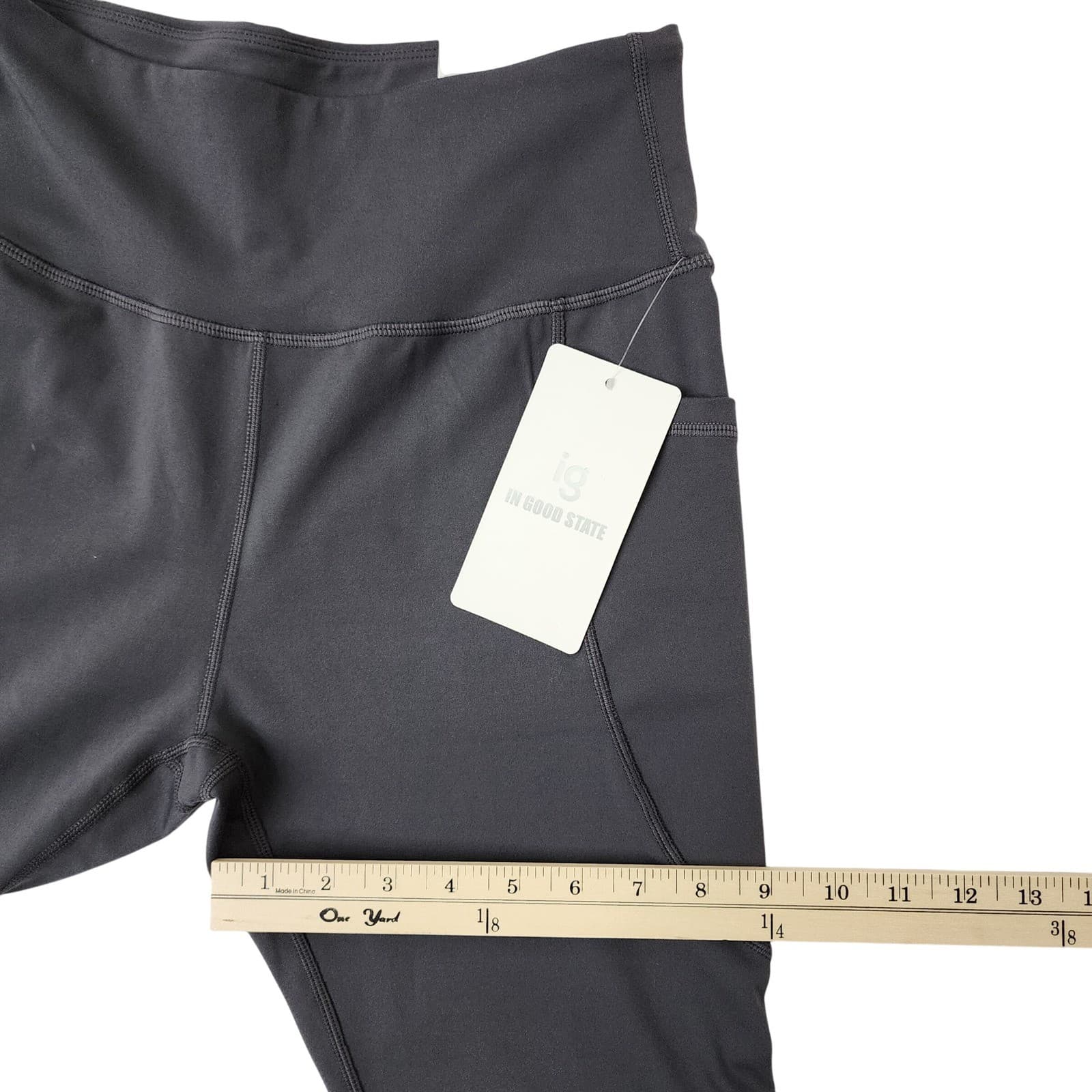 In Good State Womens Gray High Waisted Athletic Leggings with Pockets Size M - Thumbnail 7