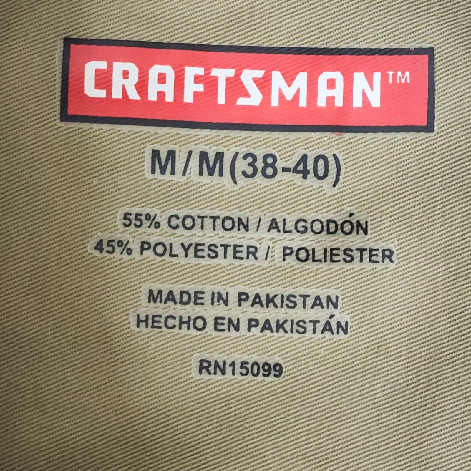 Craftsman Mens Khaki Short Sleeve Button Down Work Shirt Size M 38-40 Tan Twill - Thumbnail 3