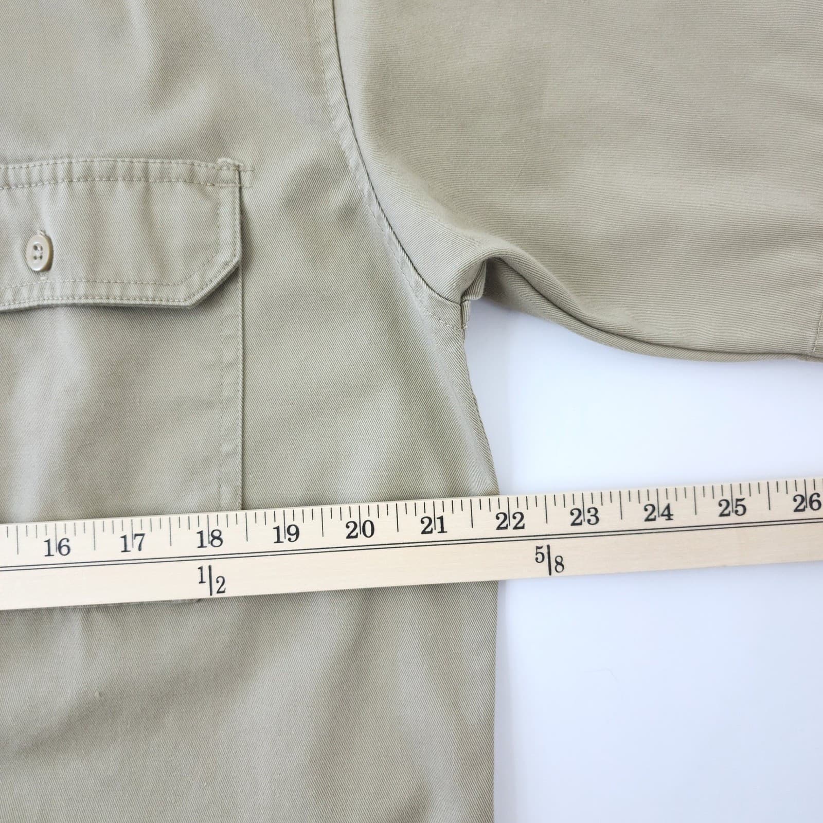 Craftsman Mens Khaki Short Sleeve Button Down Work Shirt Size M 38-40 Tan Twill - Thumbnail 4