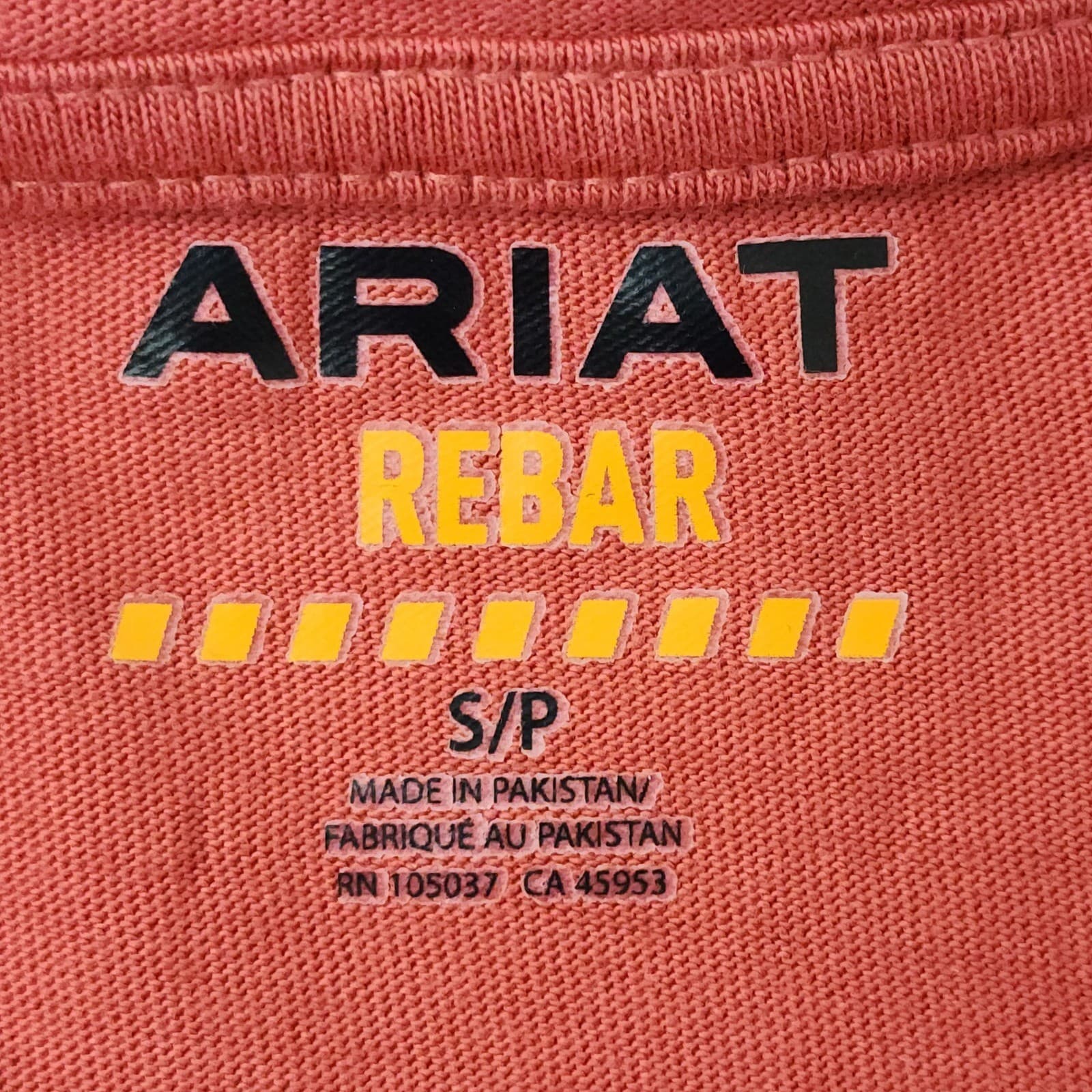 Ariat Rebar Mens Small Rust Orange Long Sleeve Hooded Work Shirt Pocket Hoodie - Thumbnail 3