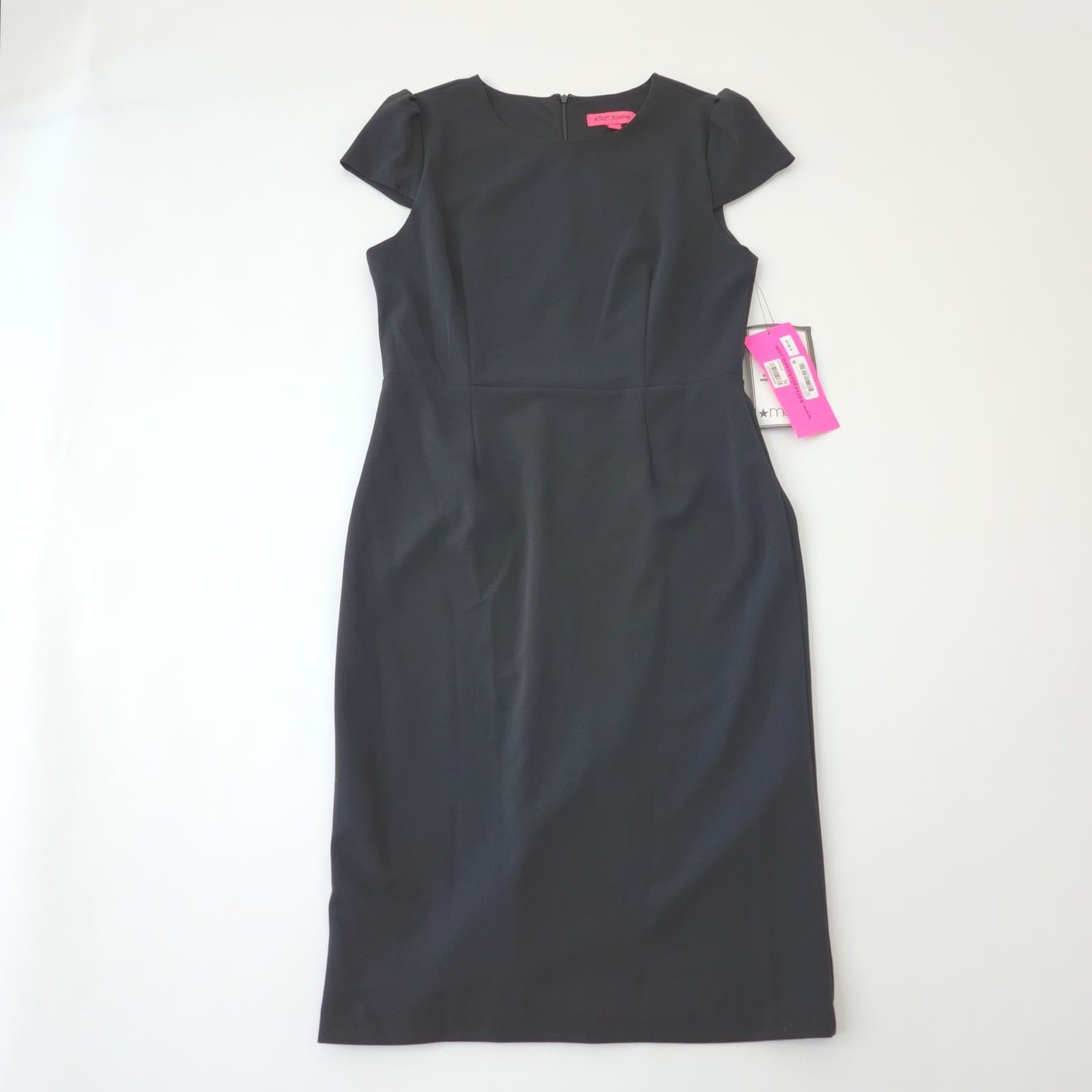Betsey Johnson Black Sheath Dress Short Sleeve Puff Shoulder FJ05K10 Size 10 NEW
