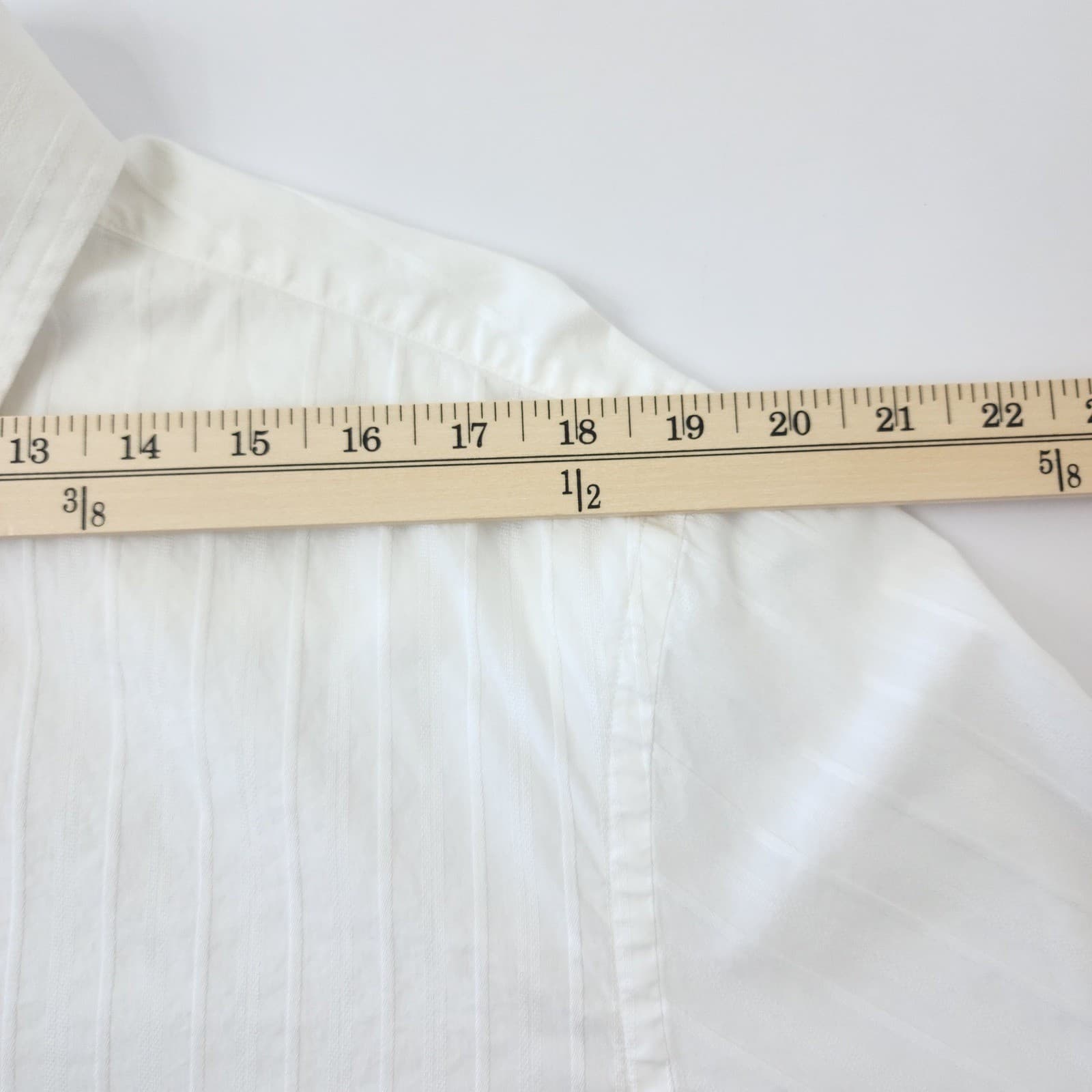 Alfani Men's White Tonal Stripe Button Down Shirt XL Long Sleeve 100% Cotton - Thumbnail 5