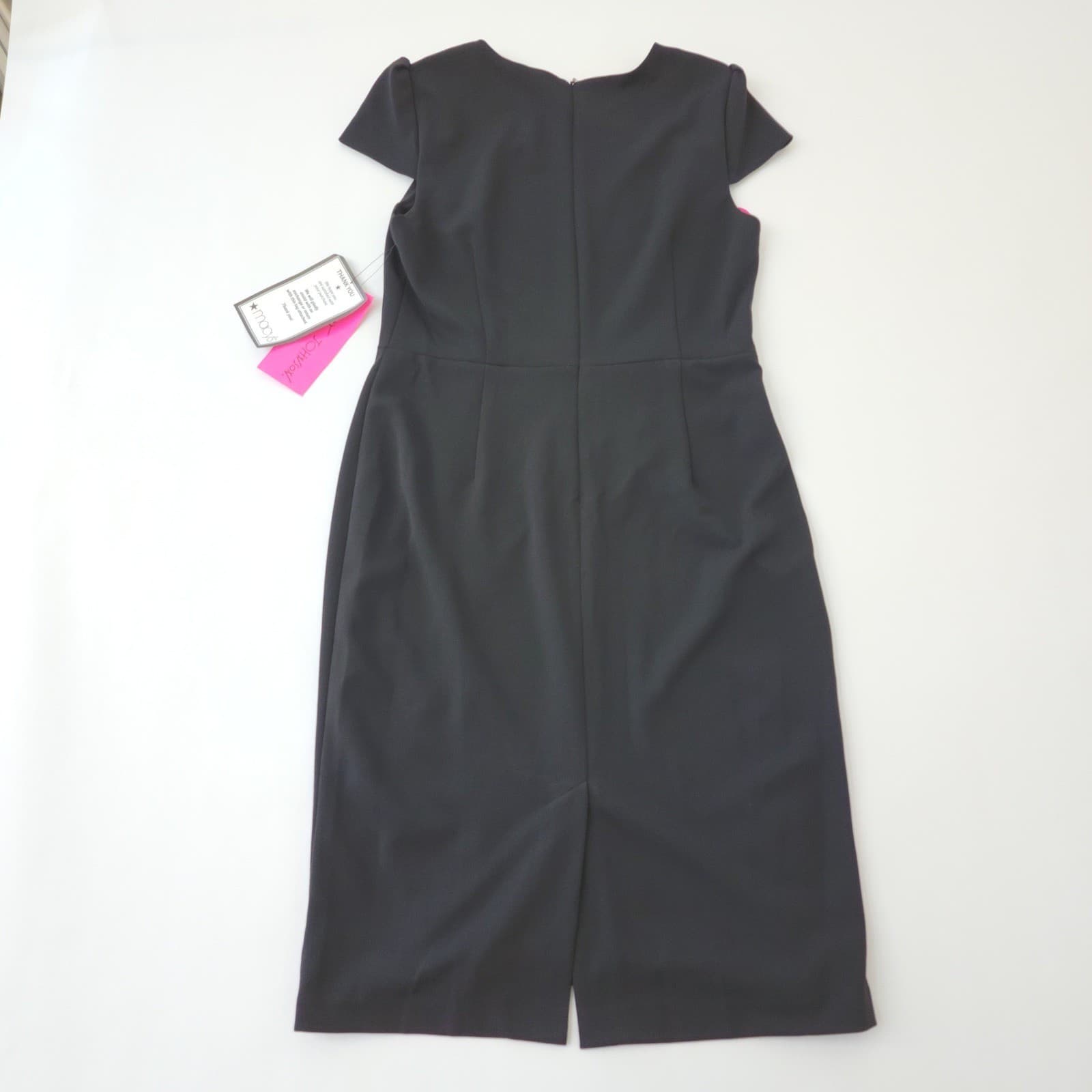 Betsey Johnson Black Sheath Dress Short Sleeve Puff Shoulder FJ05K10 Size 10 NEW - Thumbnail 2