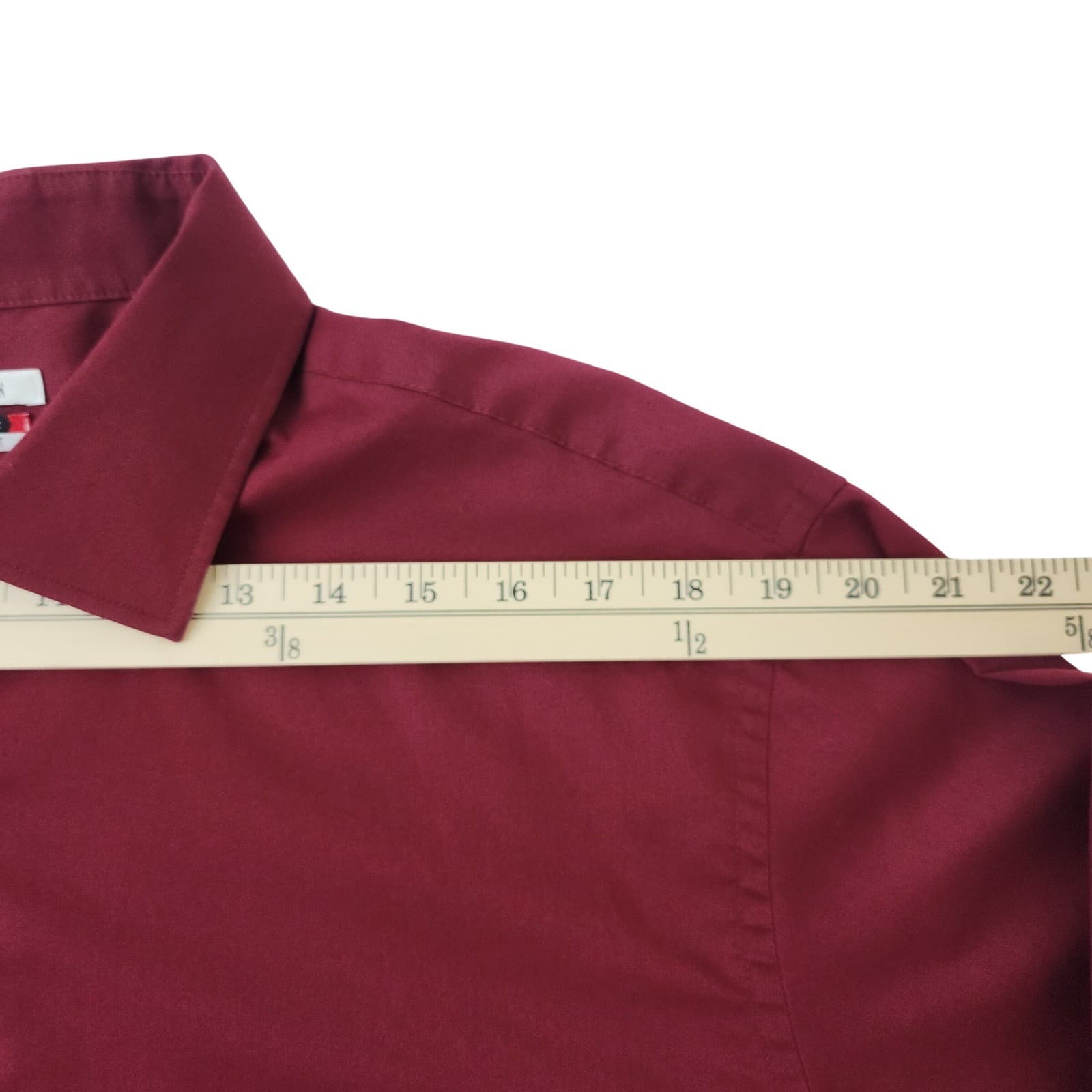 Van Heusen Flex Collar Dress Shirt Mens 17.5 36/37 Regular Fit Burgundy Red - Thumbnail 4