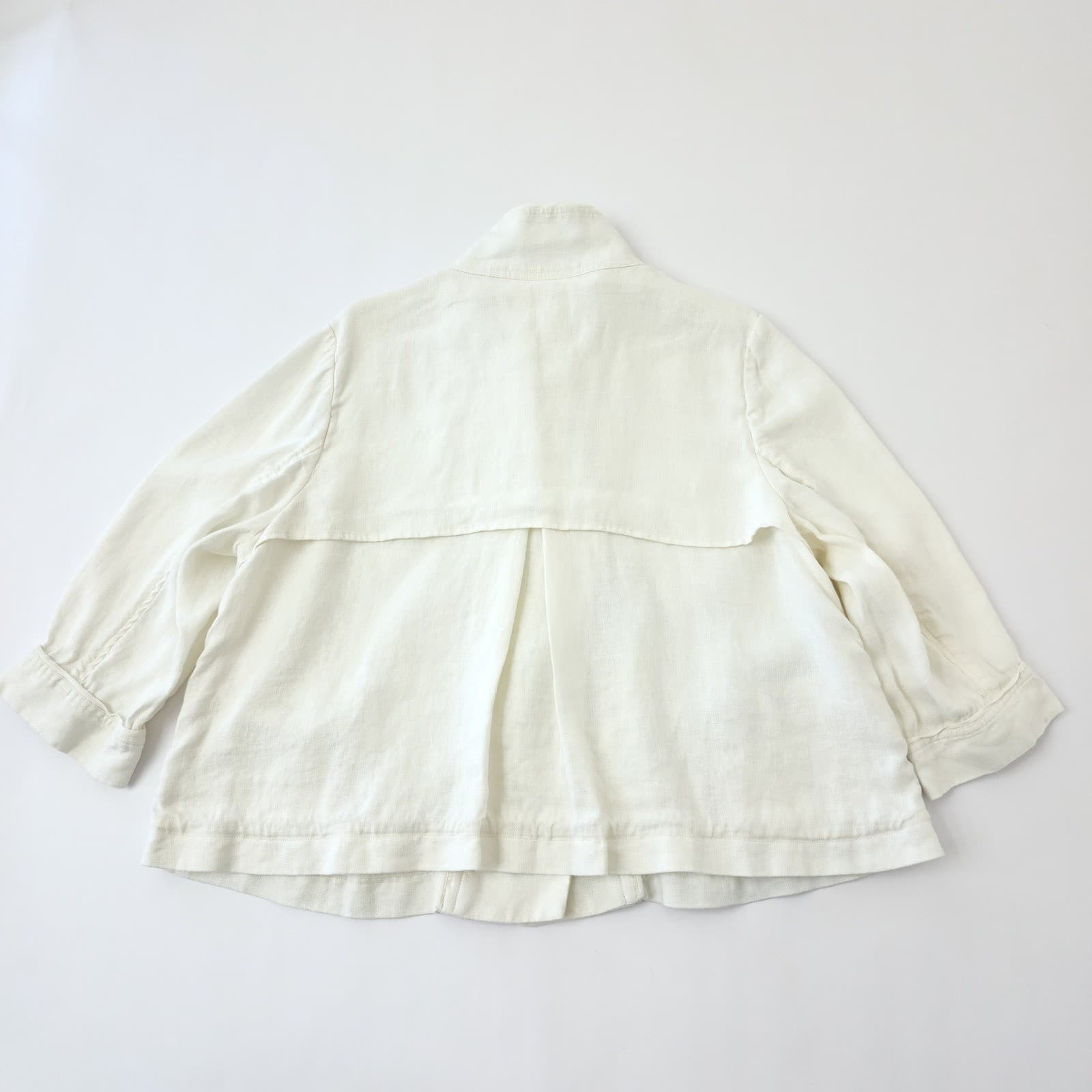 Coldwater Creek Ivory 100% Linen Blend Mock Neck Button Front Jacket W XL 18 - Thumbnail 2