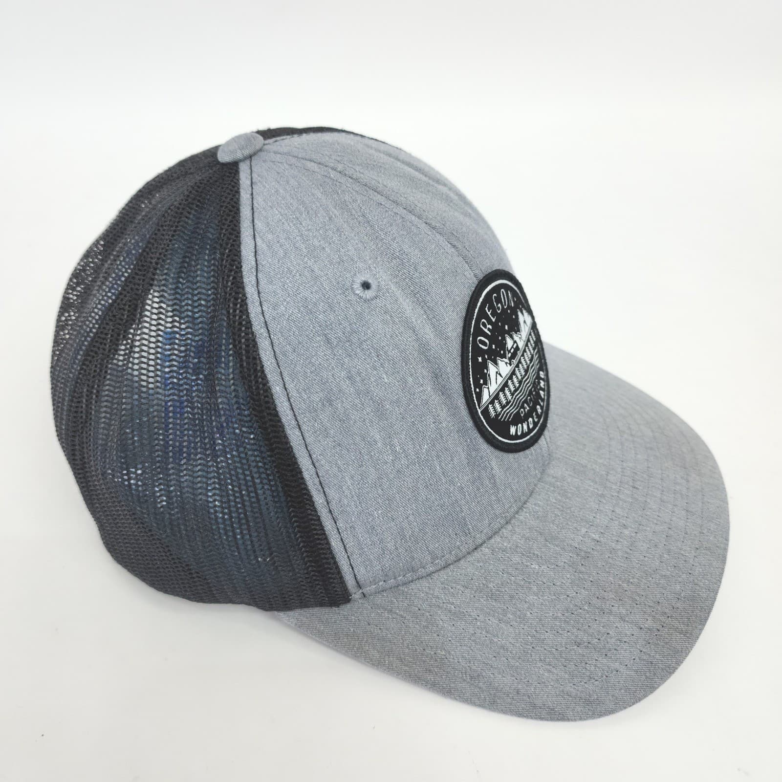 Yupoong Oregon Pacific Wonderland Trucker Hat Gray Black Mesh Snapback Cap - Thumbnail 2