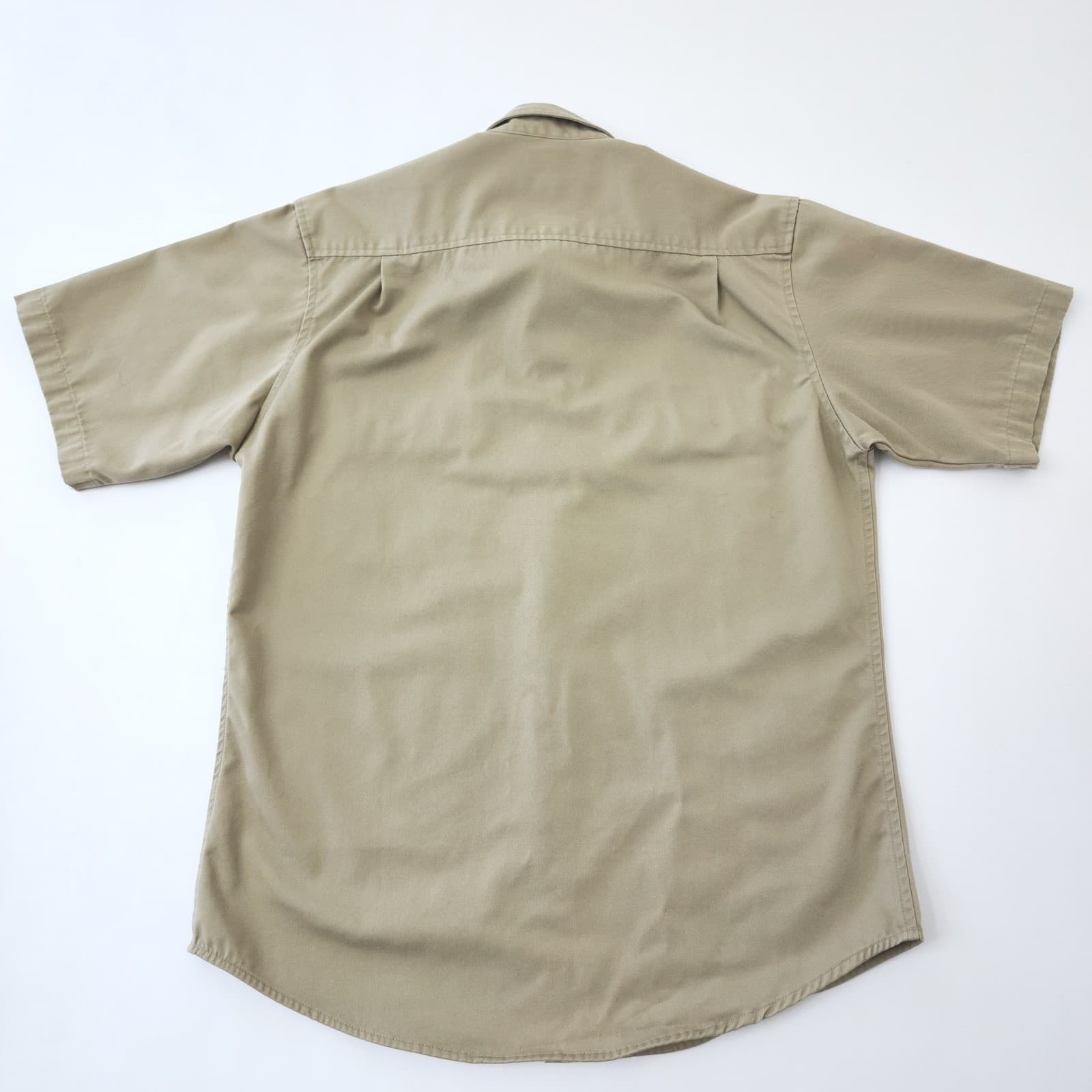Craftsman Mens Khaki Short Sleeve Button Down Work Shirt Size M 38-40 Tan Twill - Thumbnail 2