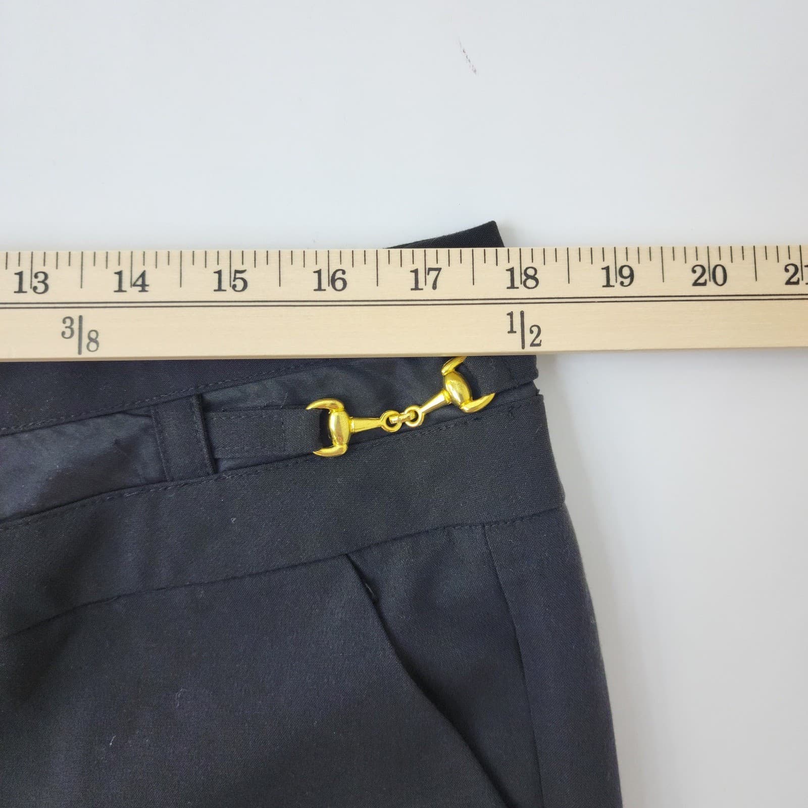 FYLO by NYLON Black Bermuda Shorts Gold Horsebit Detail Size 14 Cuffed Dressy - Thumbnail 3