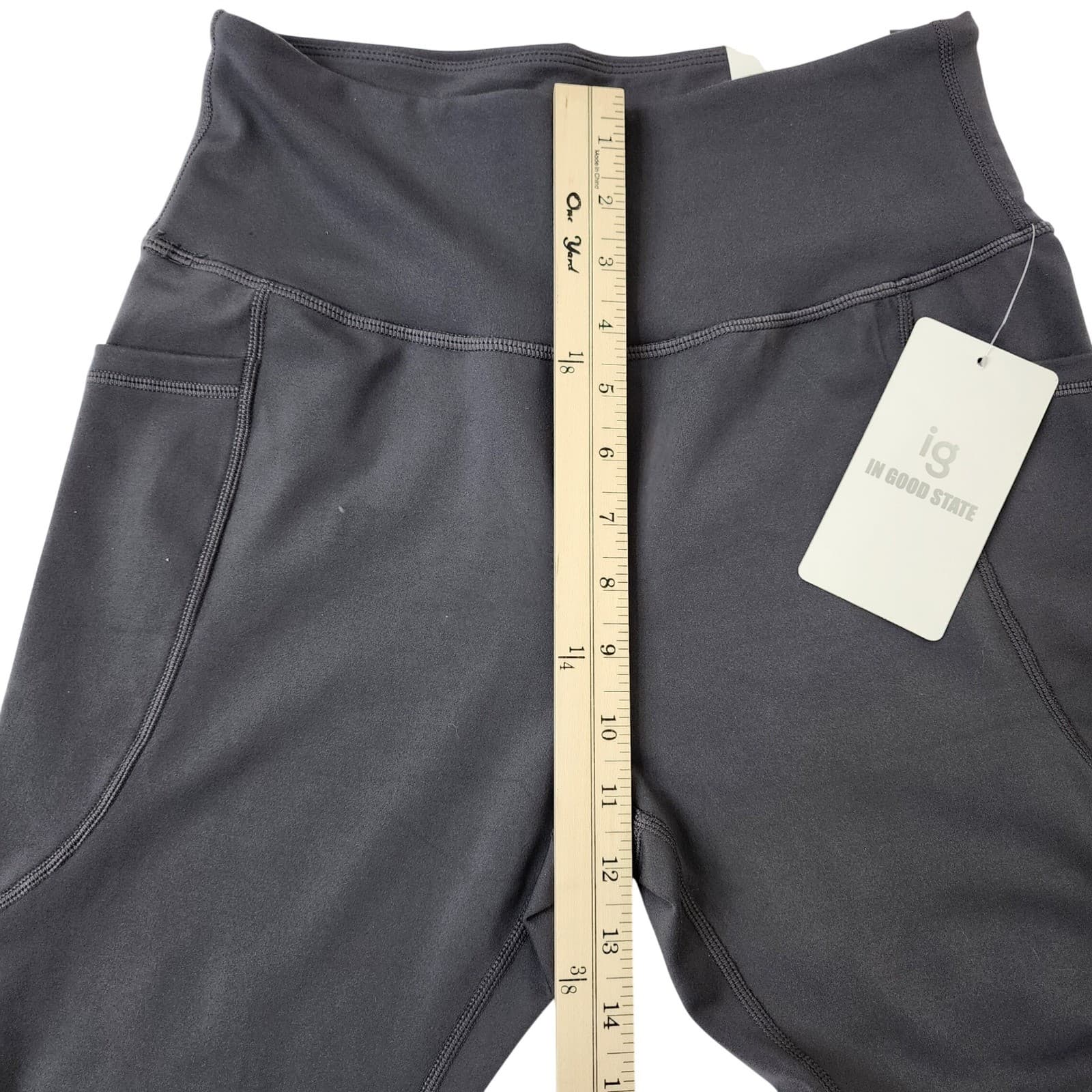 In Good State Womens Gray High Waisted Athletic Leggings with Pockets Size M - Thumbnail 5