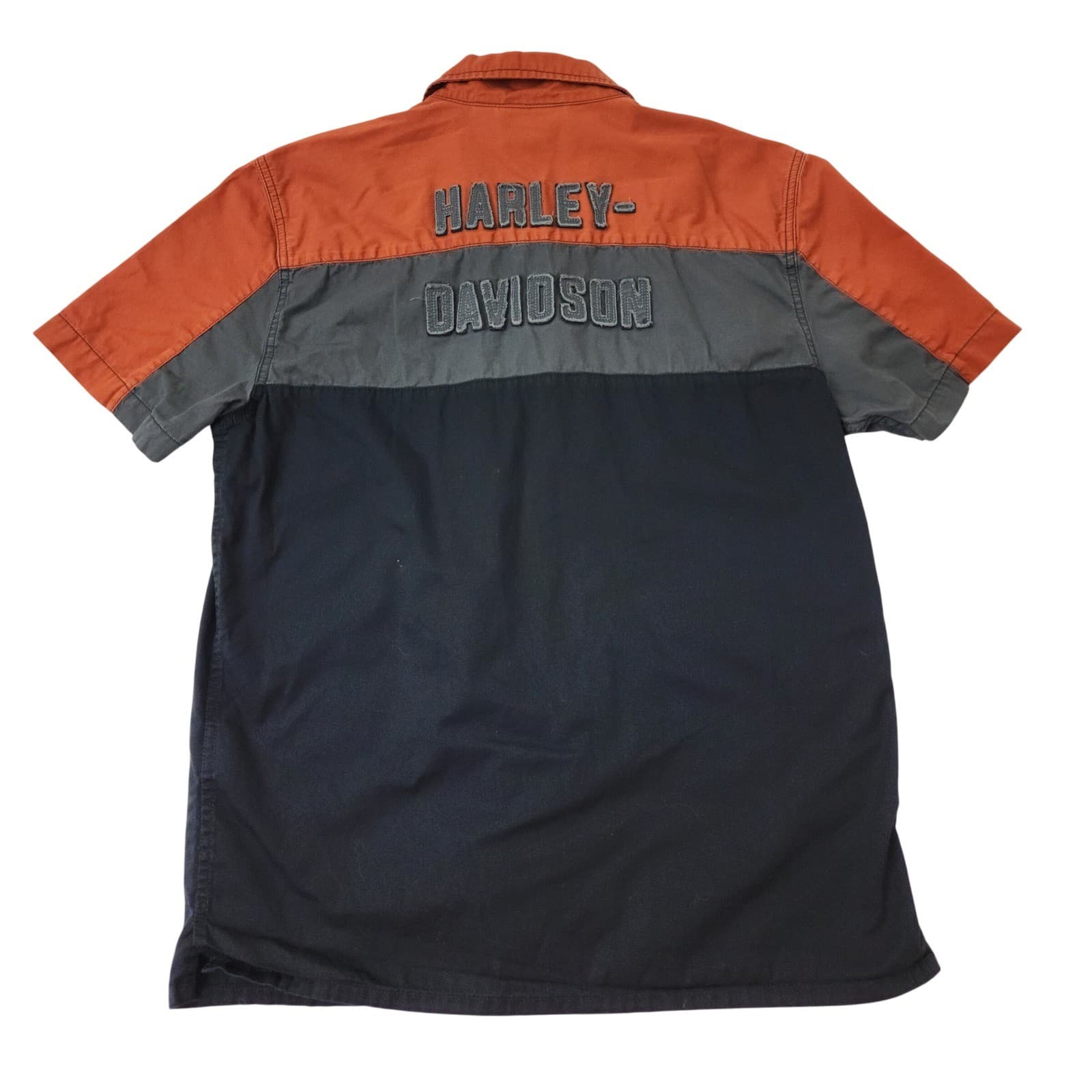 Harley-Davidson Teen Orange Grey Black Colorblock Button Up Shirt Medium M - Thumbnail 10