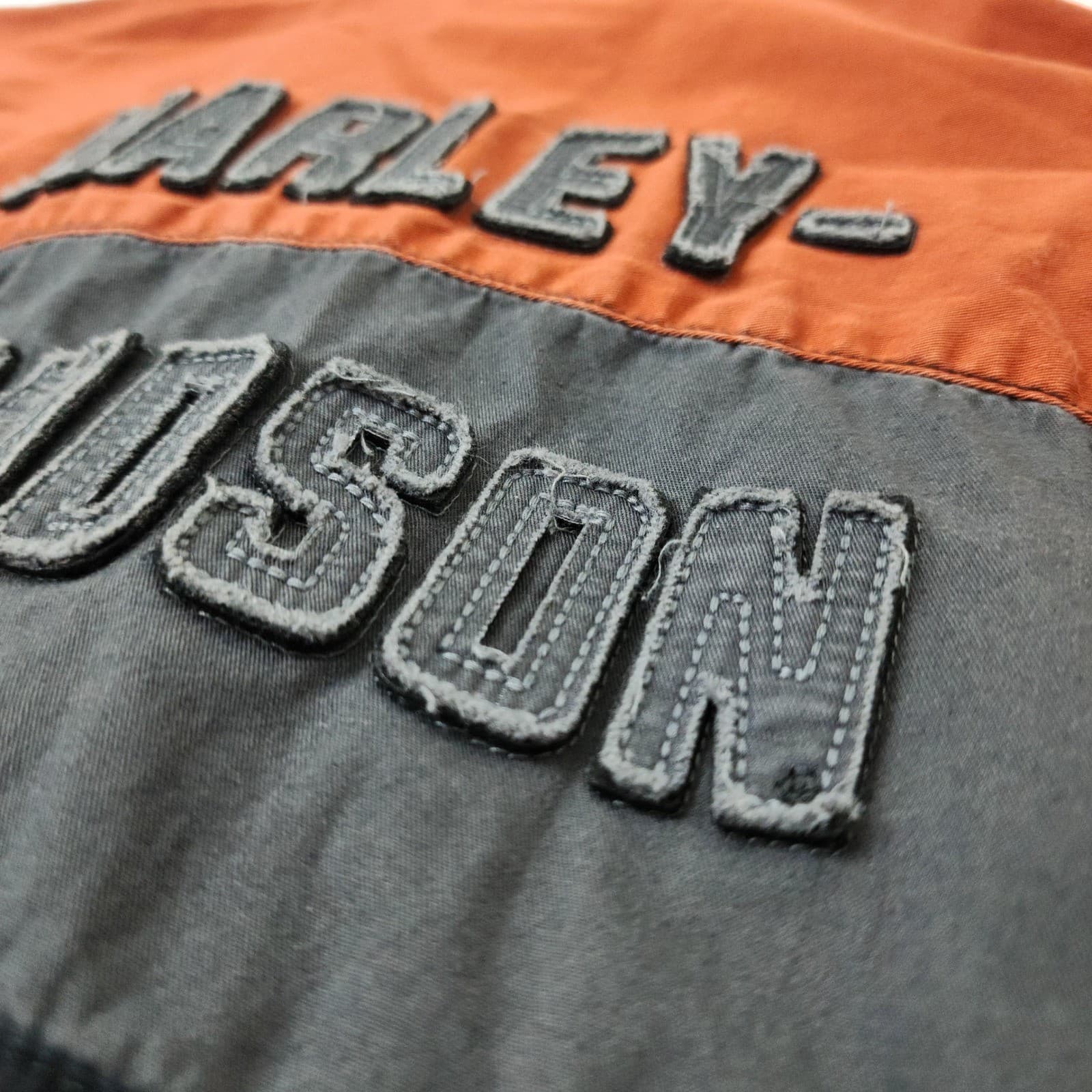 Harley-Davidson Teen Orange Grey Black Colorblock Button Up Shirt Medium M - Thumbnail 12