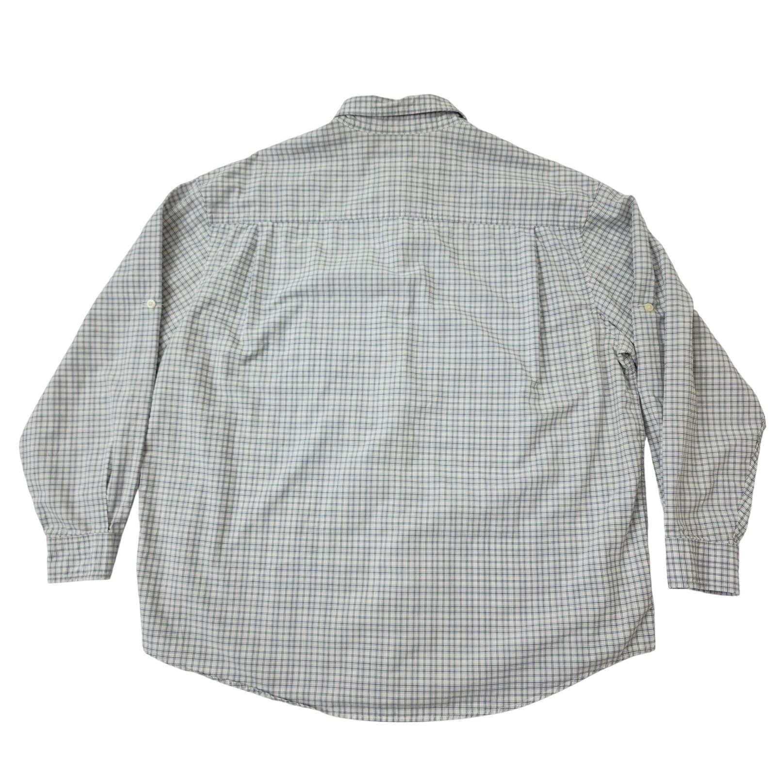 Eddie Bauer Mens XL Long Sleeve Button Down Shirt Blue White Grid Check Cotton - Thumbnail 3