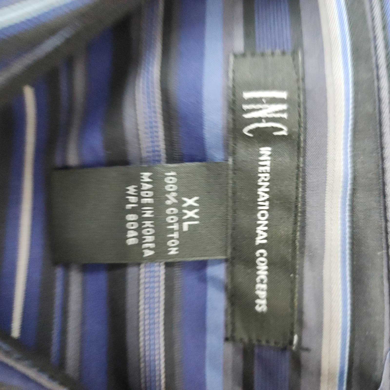 INC International Concepts Mens XXL Blue Striped Long Sleeve Button Up Shirt - Thumbnail 2
